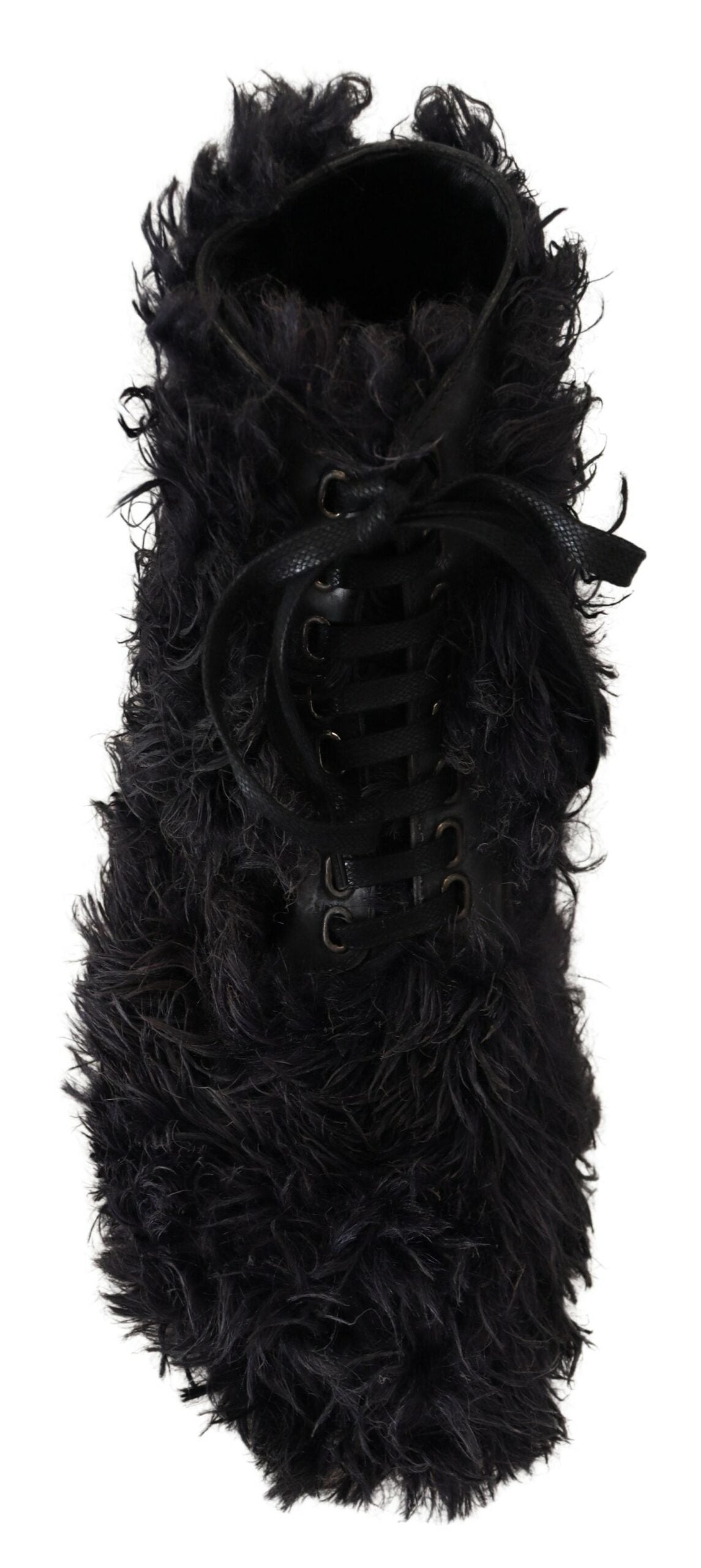 Dolce & Gabbana Black Leather Shearling Ankle Boots LUNESCAPE