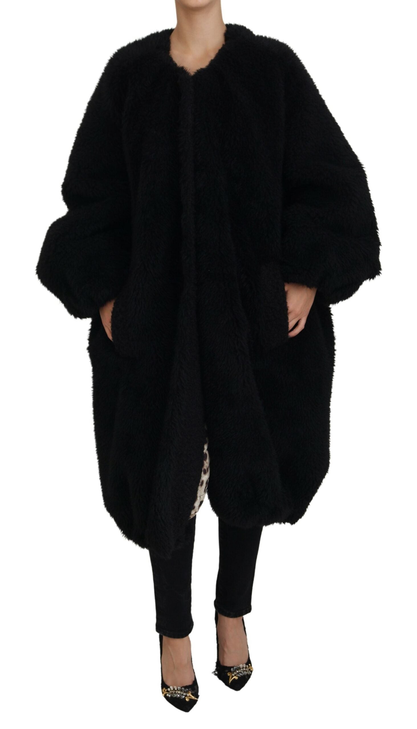 Dolce & Gabbana Elegant Black Cashmere Blend Overcoat Jacket LUNESCAPE