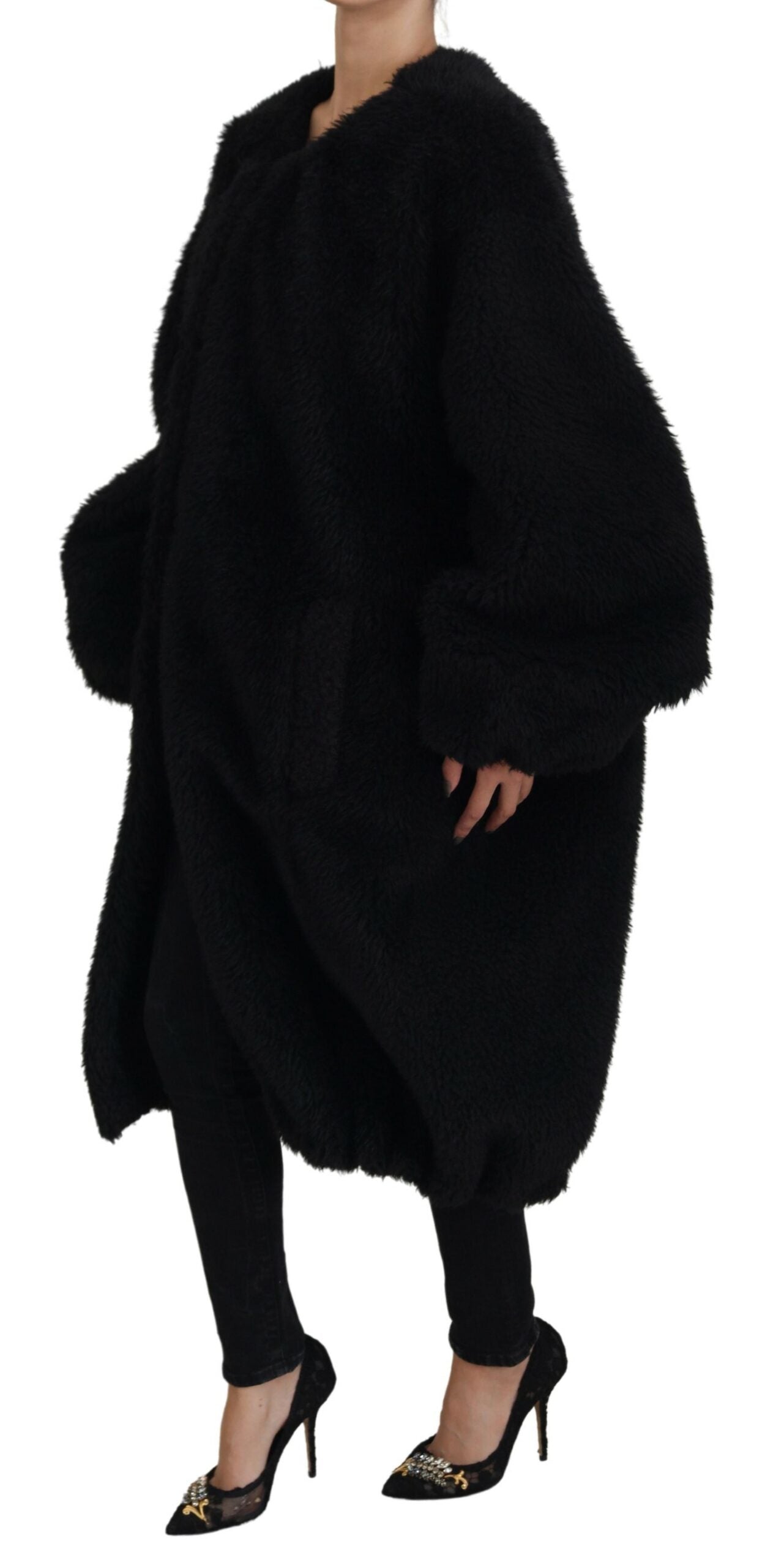 Dolce & Gabbana Elegant Black Cashmere Blend Overcoat Jacket LUNESCAPE