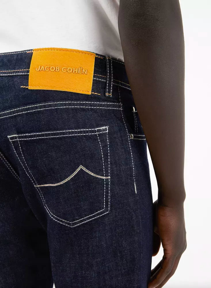Jacob Cohen Blue Cotton Men Jeans with Straight Leg Cut