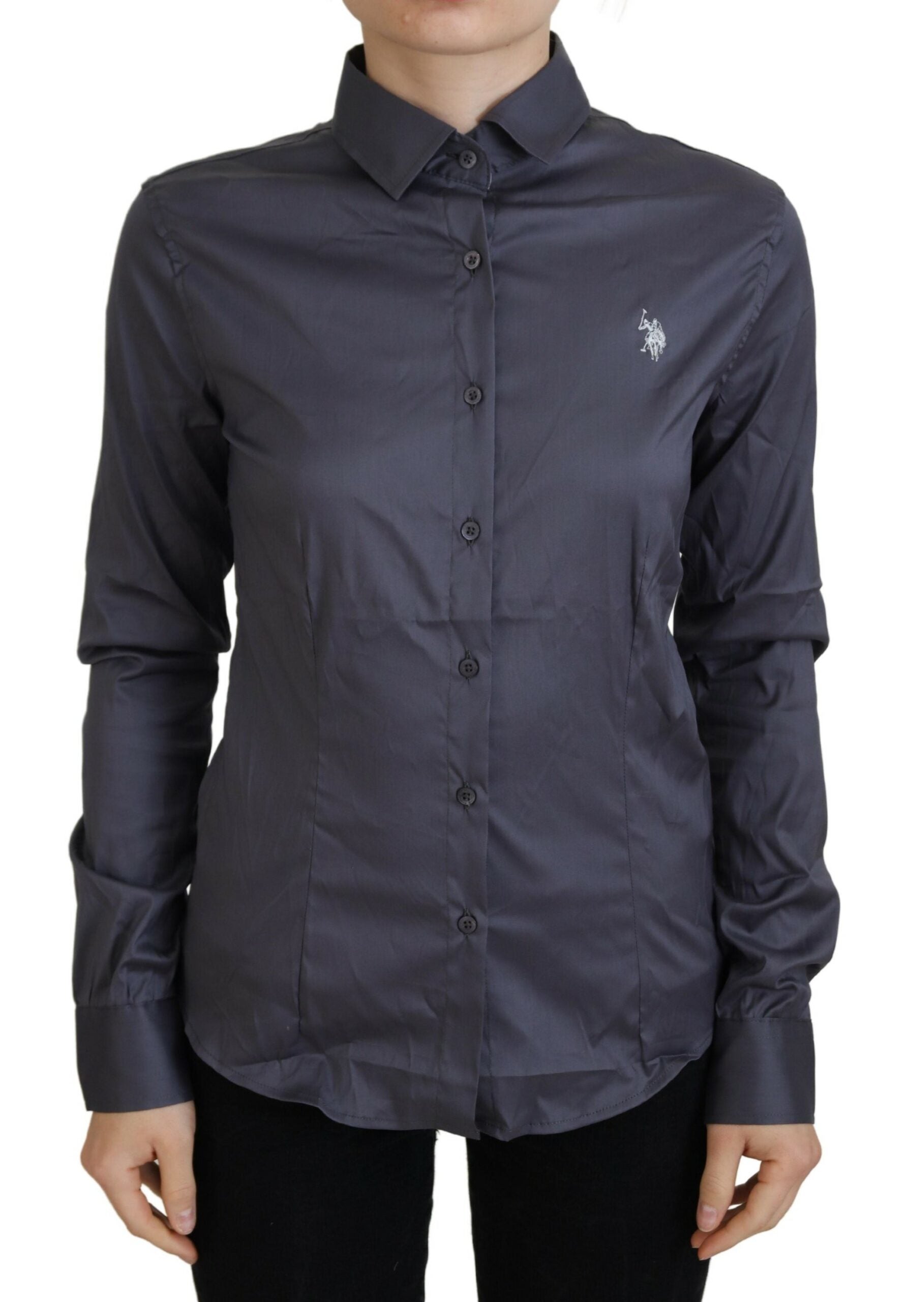 U.S. POLO ASSN. Elegant Gray Long Sleeve Polo Top LUNESCAPE