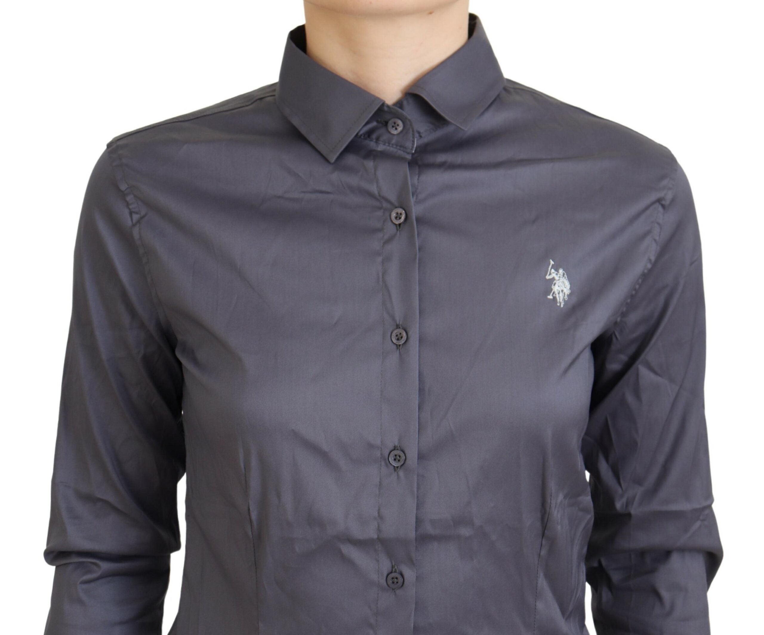 U.S. POLO ASSN. Elegant Gray Long Sleeve Polo Top LUNESCAPE
