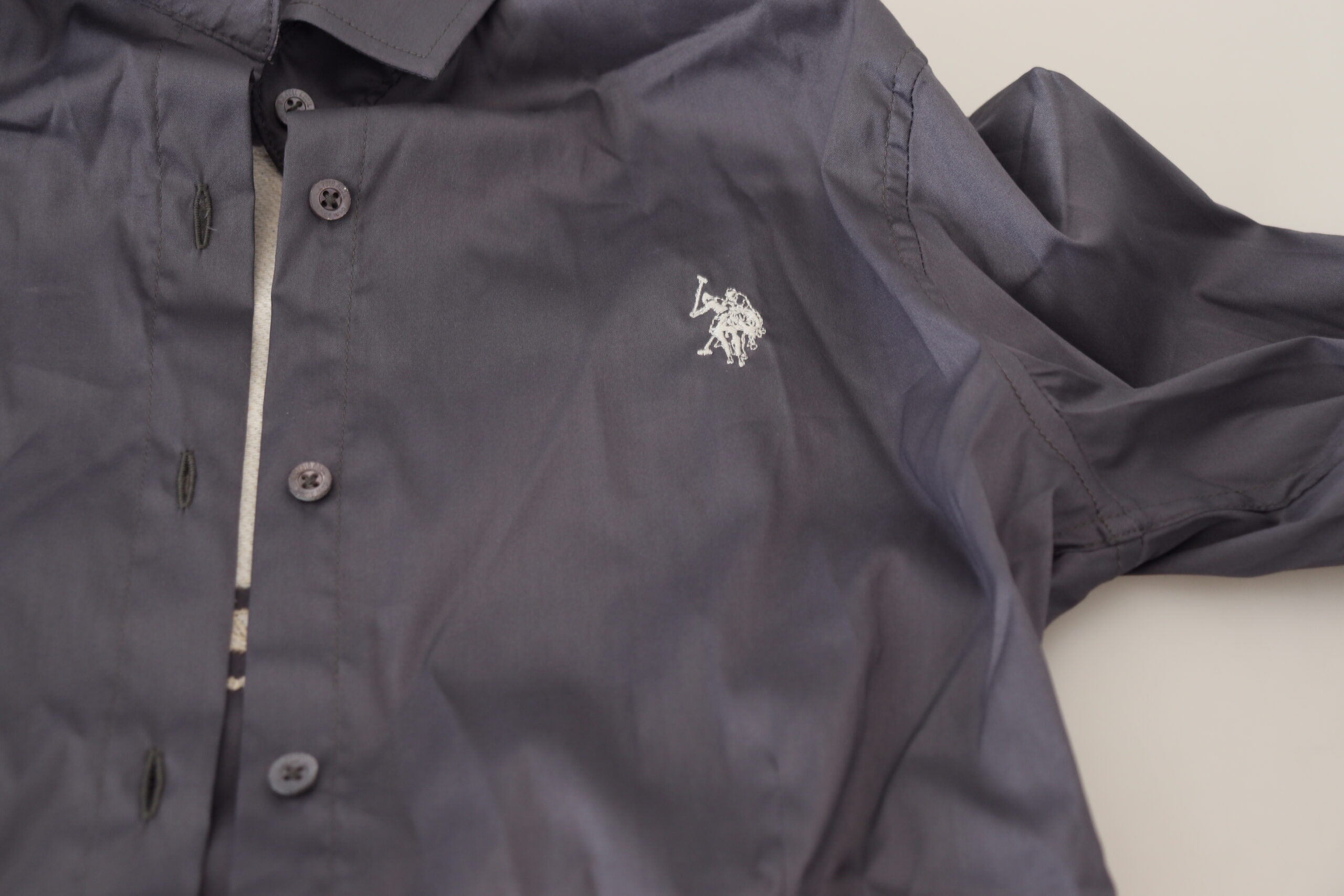 U.S. POLO ASSN. Elegant Gray Long Sleeve Polo Top LUNESCAPE