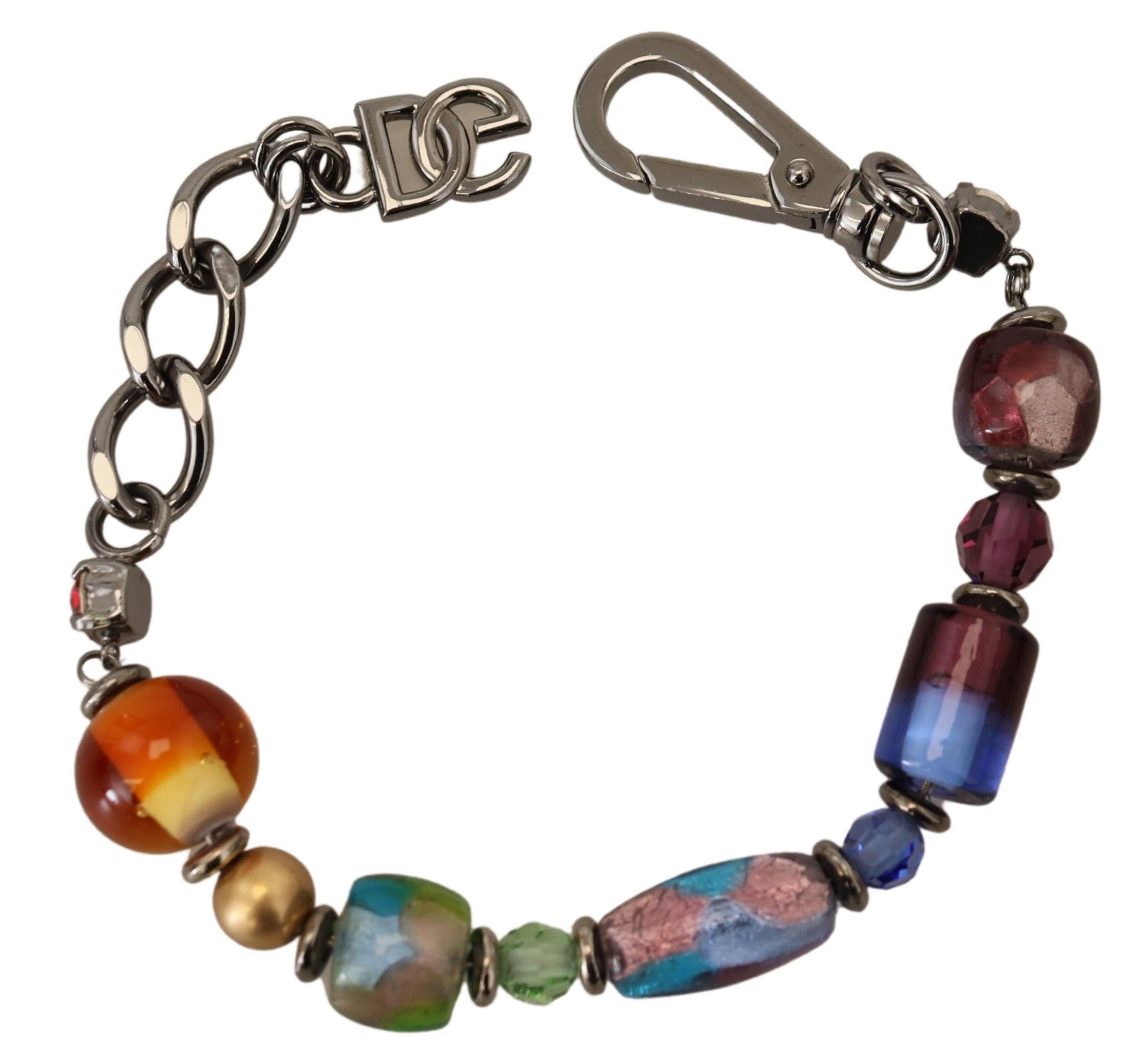 Dolce & Gabbana Multicolor Beaded Silver Chain Bracelet LUNESCAPE