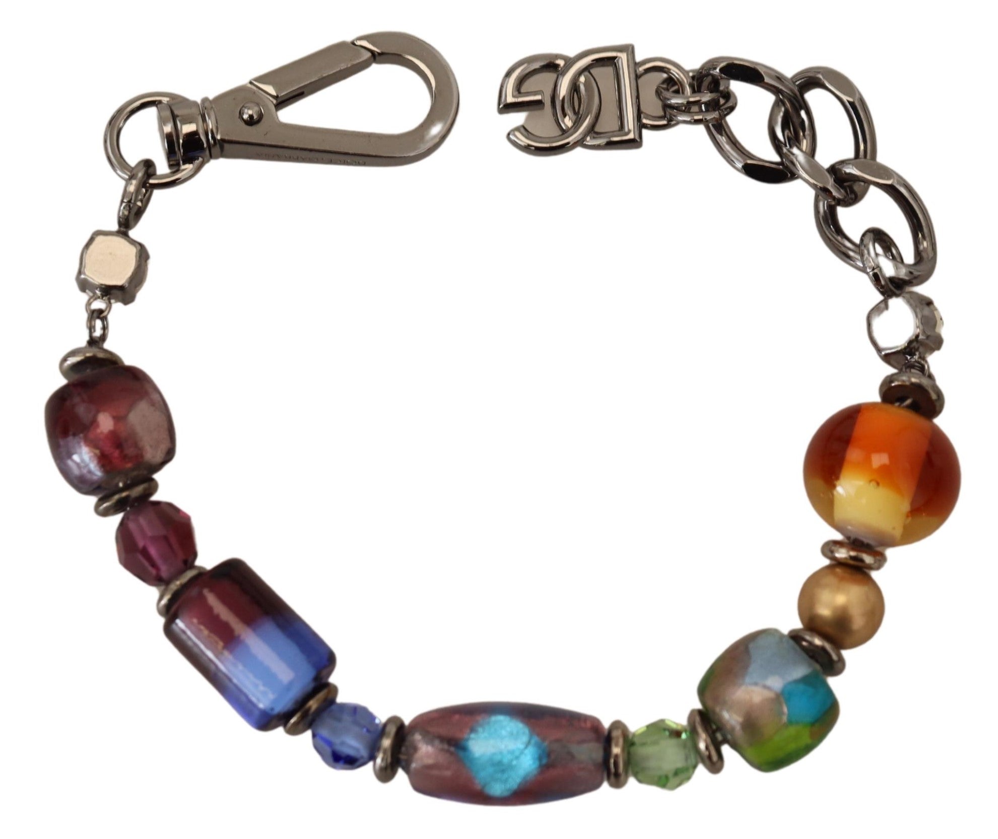 Dolce & Gabbana Multicolor Beaded Silver Chain Bracelet LUNESCAPE