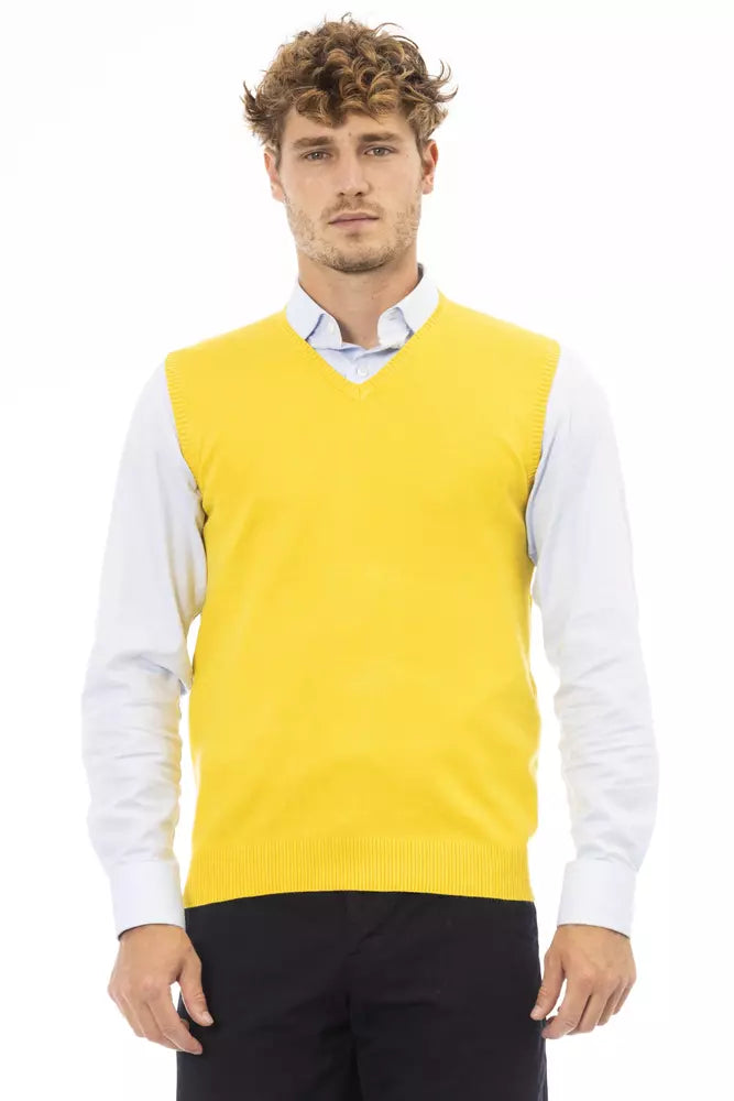 Alpha Studio Yellow Sweater Vest