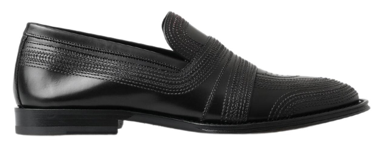 Dolce & Gabbana Elegant Black Leather Slipper Loafers LUNESCAPE
