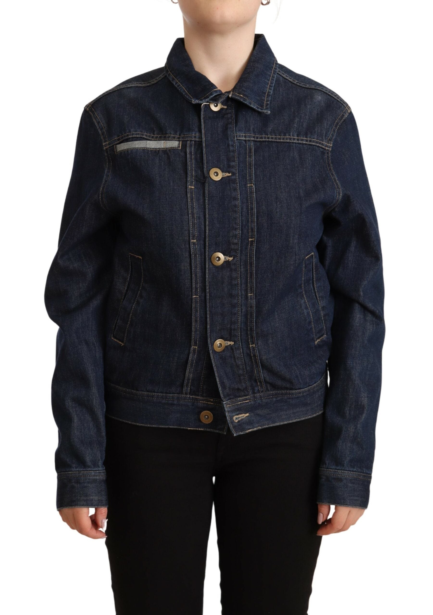 Master Coat Chic Dark Blue Denim Jacket LUNESCAPE