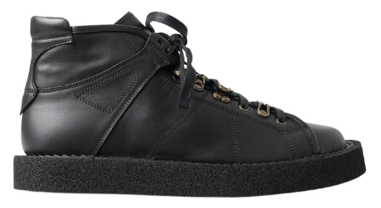 Dolce & Gabbana Black Leather Slip on Stretch Boots LUNESCAPE