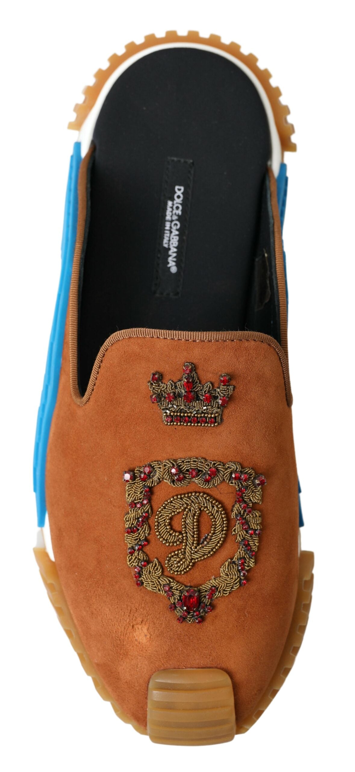 Dolce & Gabbana Brown Suede Crown Logo NS1 Mules