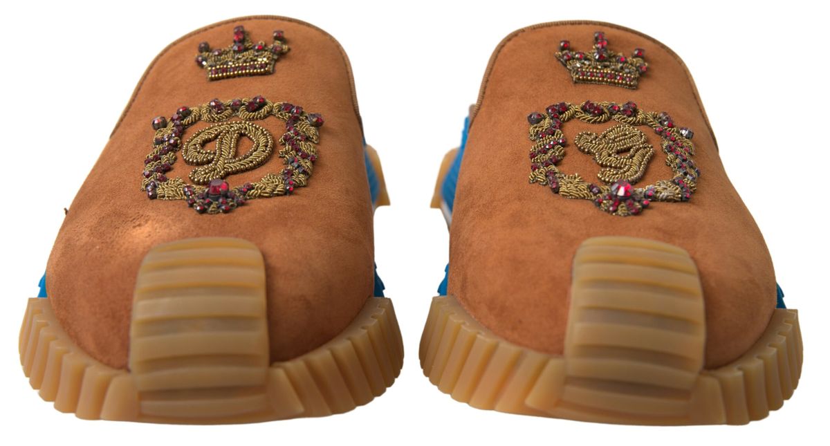 Dolce & Gabbana Brown Suede Crown Logo NS1 Mules