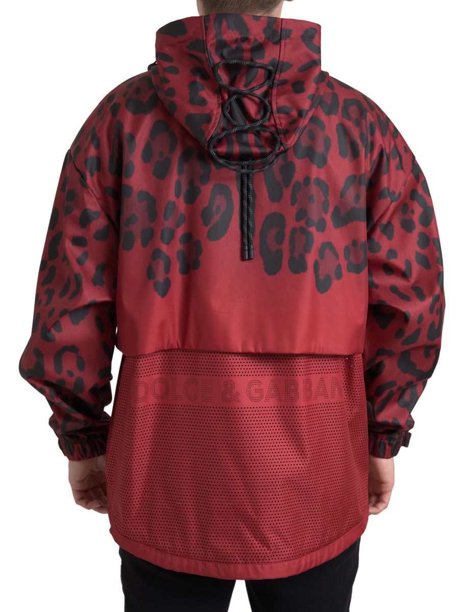 Dolce & Gabbana Red Leopard Hooded Rain Coat