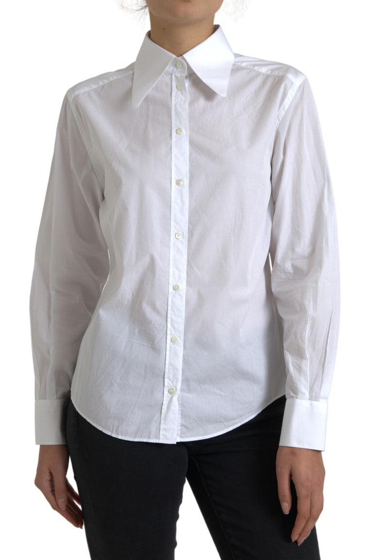 Dolce & Gabbana Elegant White Cotton Collared Top LUNESCAPE