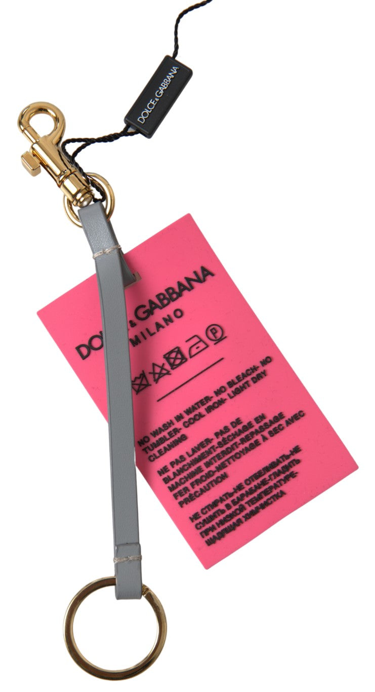 Dolce & Gabbana Chic Pink Leather-Trimmed Keychain LUNESCAPE