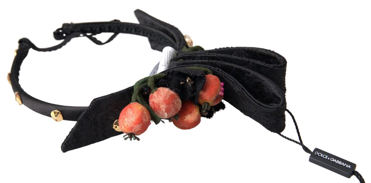 Dolce & Gabbana Black with multicolor Fig Fruit Crystal Tiara Diadem Headband LUNESCAPE