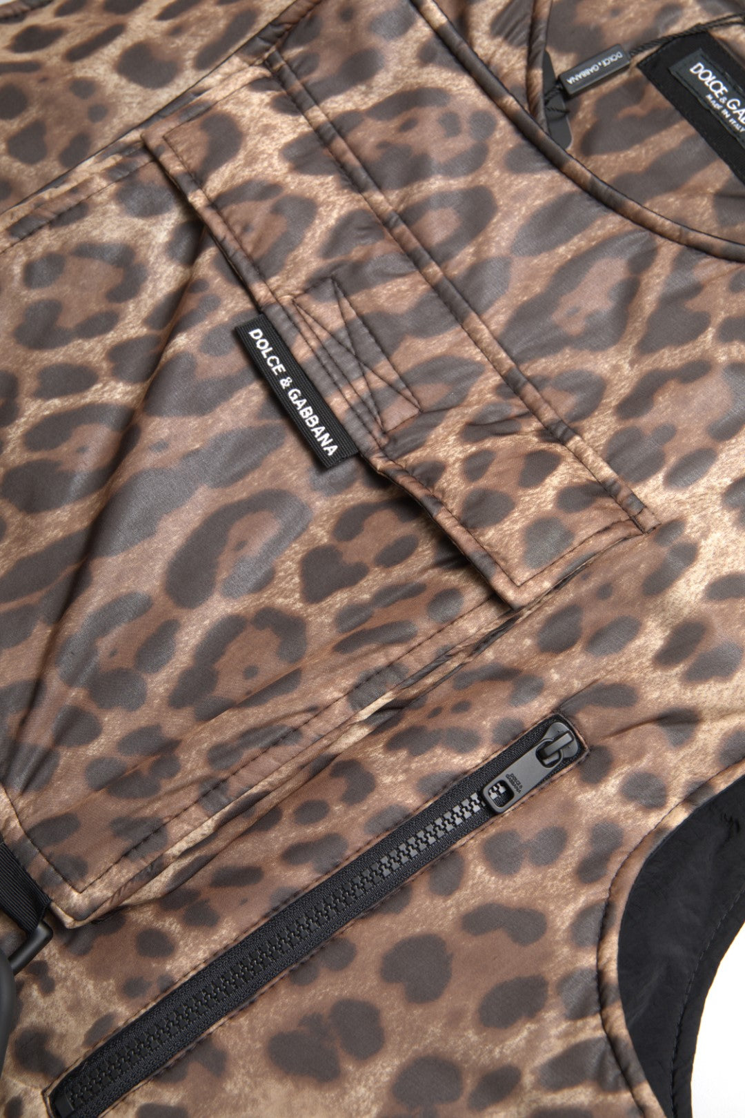 Dolce & Gabbana Brown Leopard Silk Cargo Vest