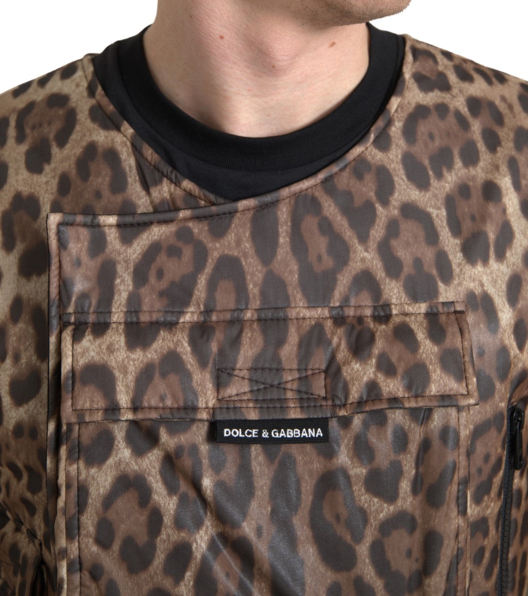Dolce & Gabbana Brown Leopard Silk Cargo Vest