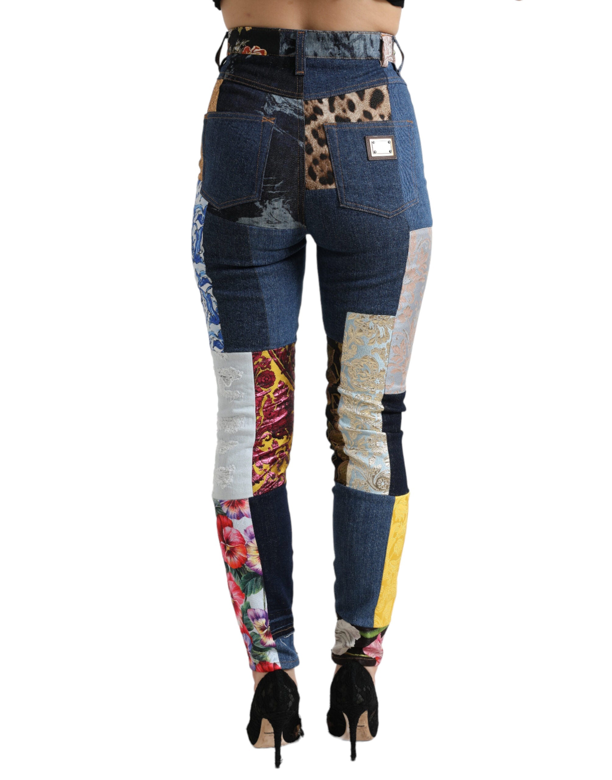 Dolce & Gabbana Multicolor Patchwork GRACE Skinny Denim Jeans LUNESCAPE