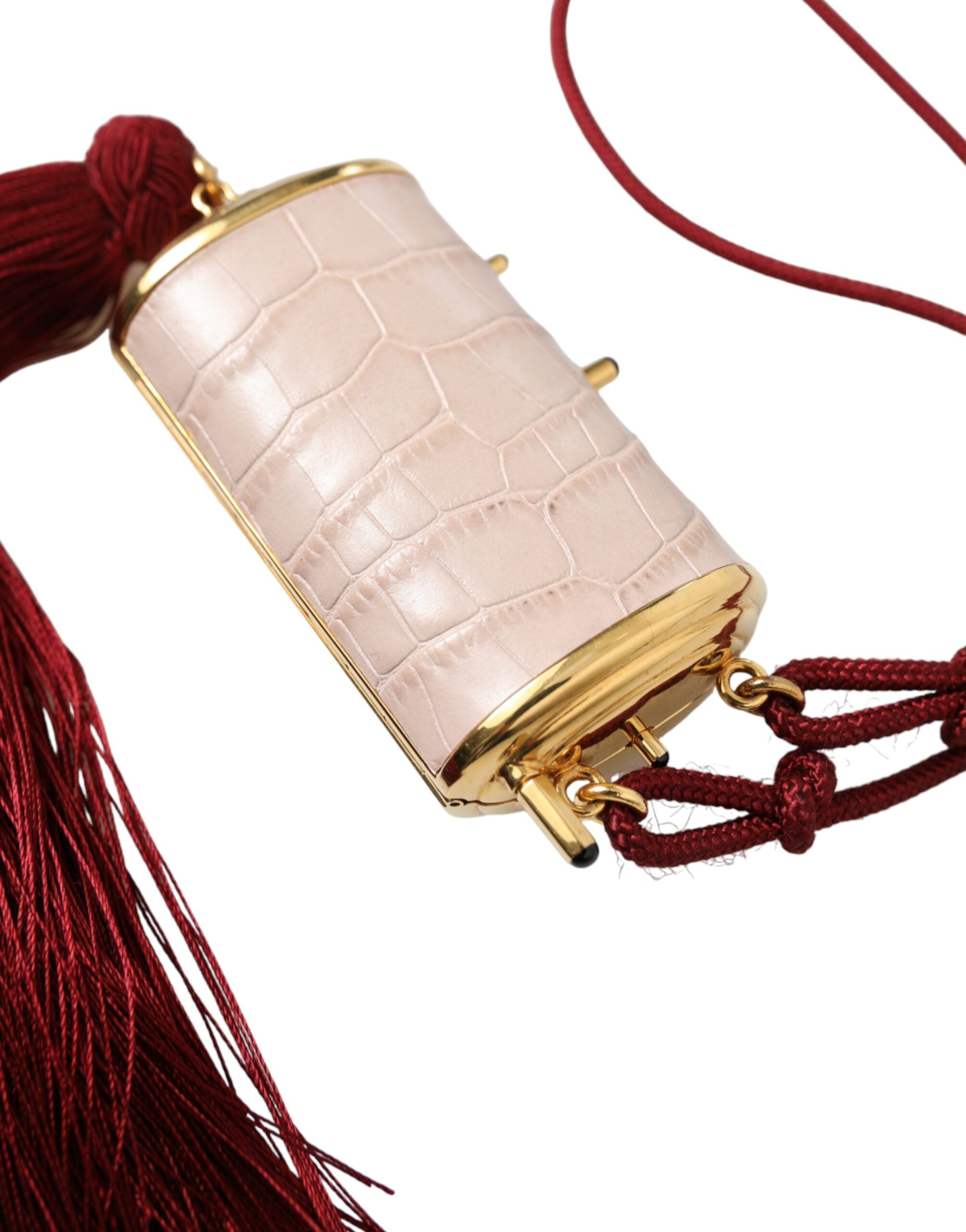 Dolce & Gabbana Exotic Pink Leather Mini Mirror Bag with Tassel LUNESCAPE