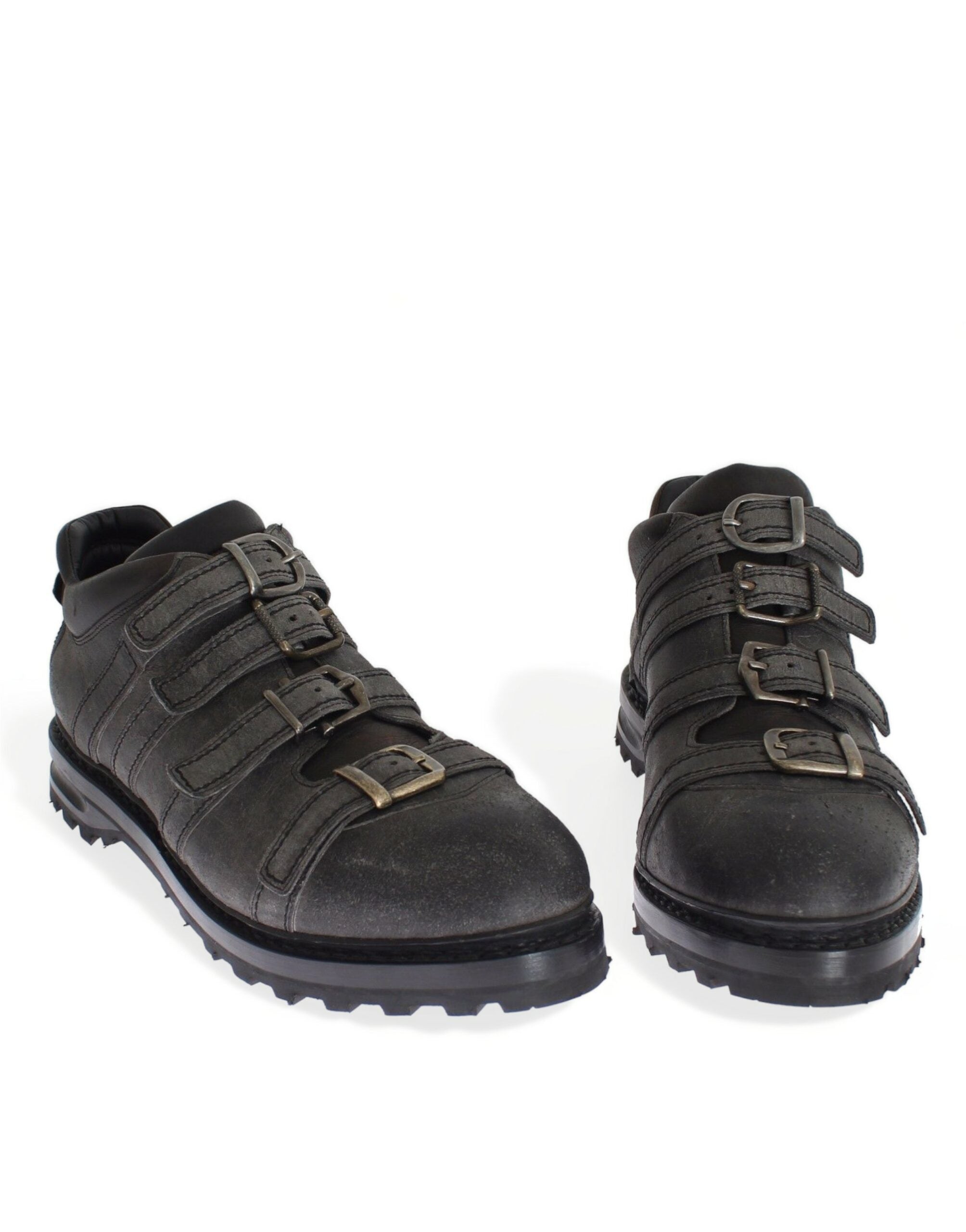 Dolce & Gabbana Gray Leather Ankle Strap Shoes Boots LUNESCAPE