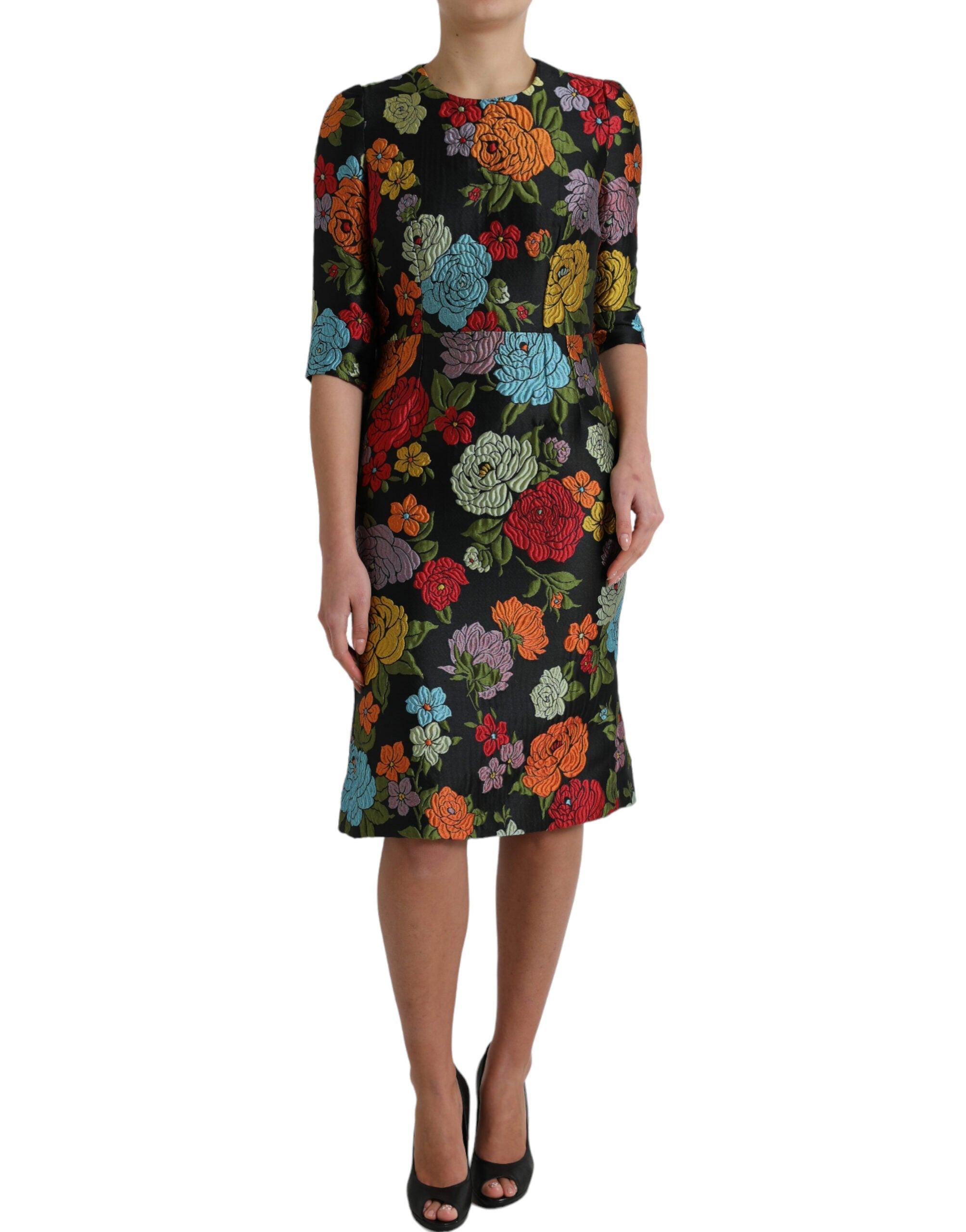 Dolce & Gabbana Elegant Floral Embroidered Pencil Dress LUNESCAPE