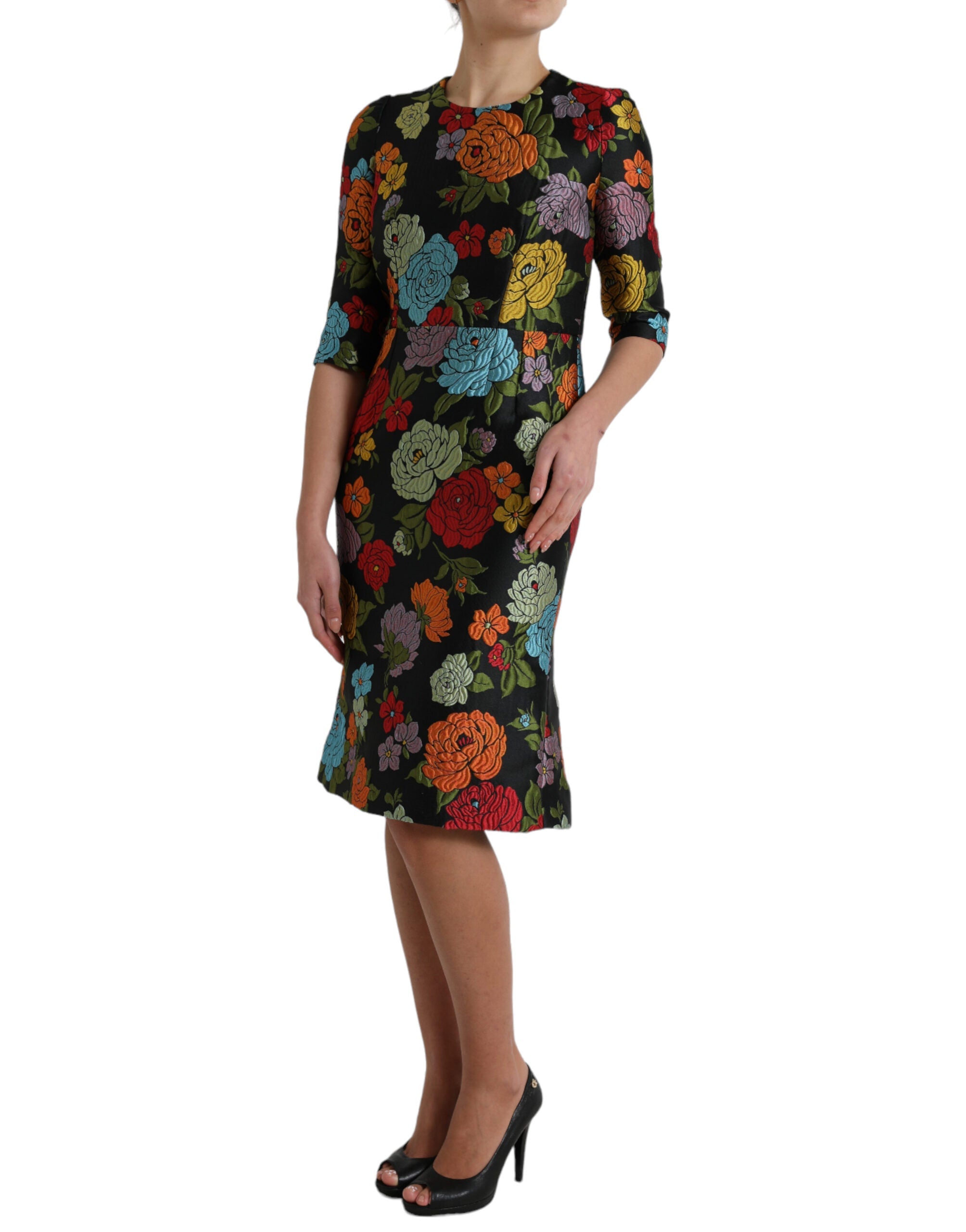Dolce & Gabbana Elegant Floral Embroidered Pencil Dress LUNESCAPE