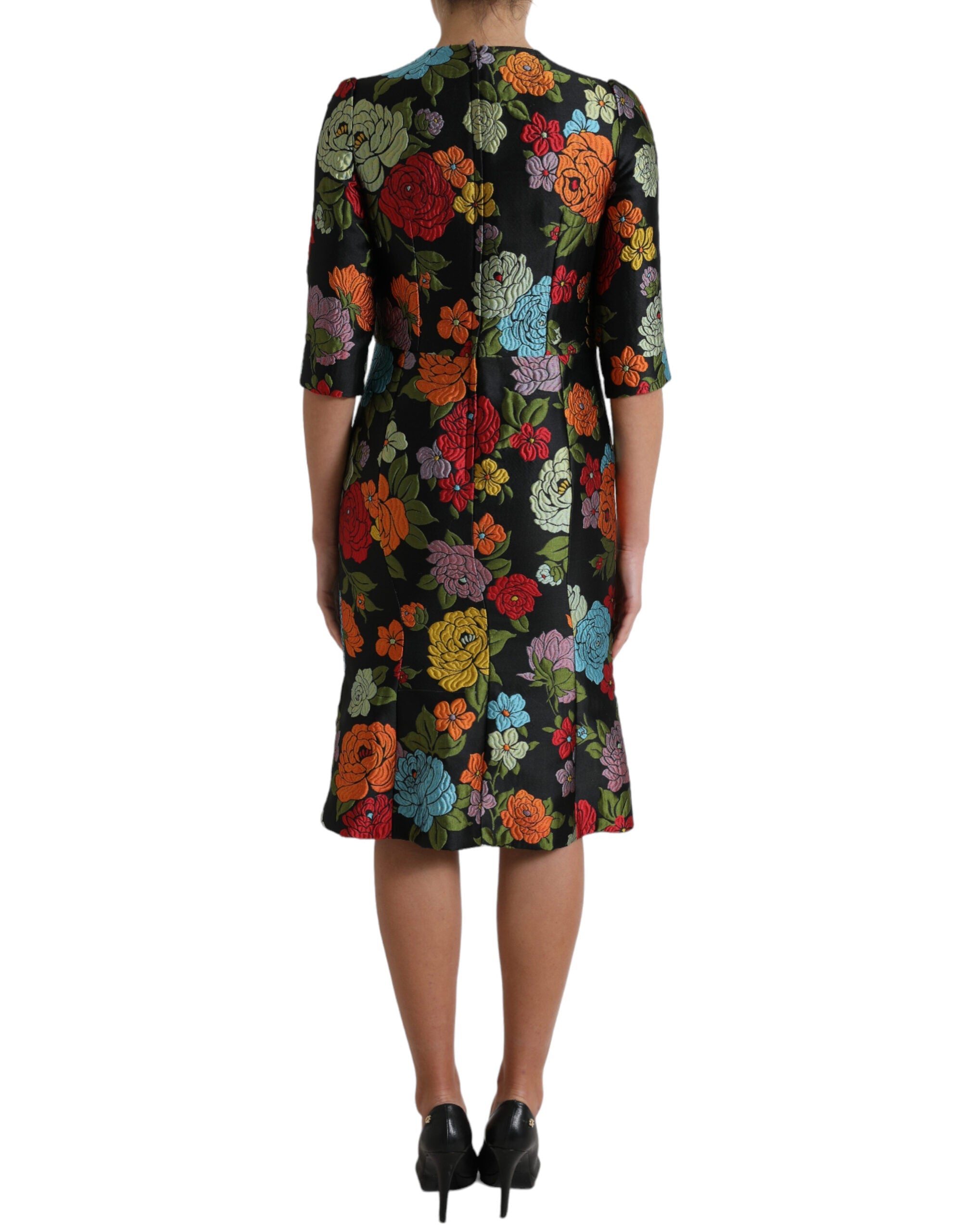 Dolce & Gabbana Elegant Floral Embroidered Pencil Dress LUNESCAPE