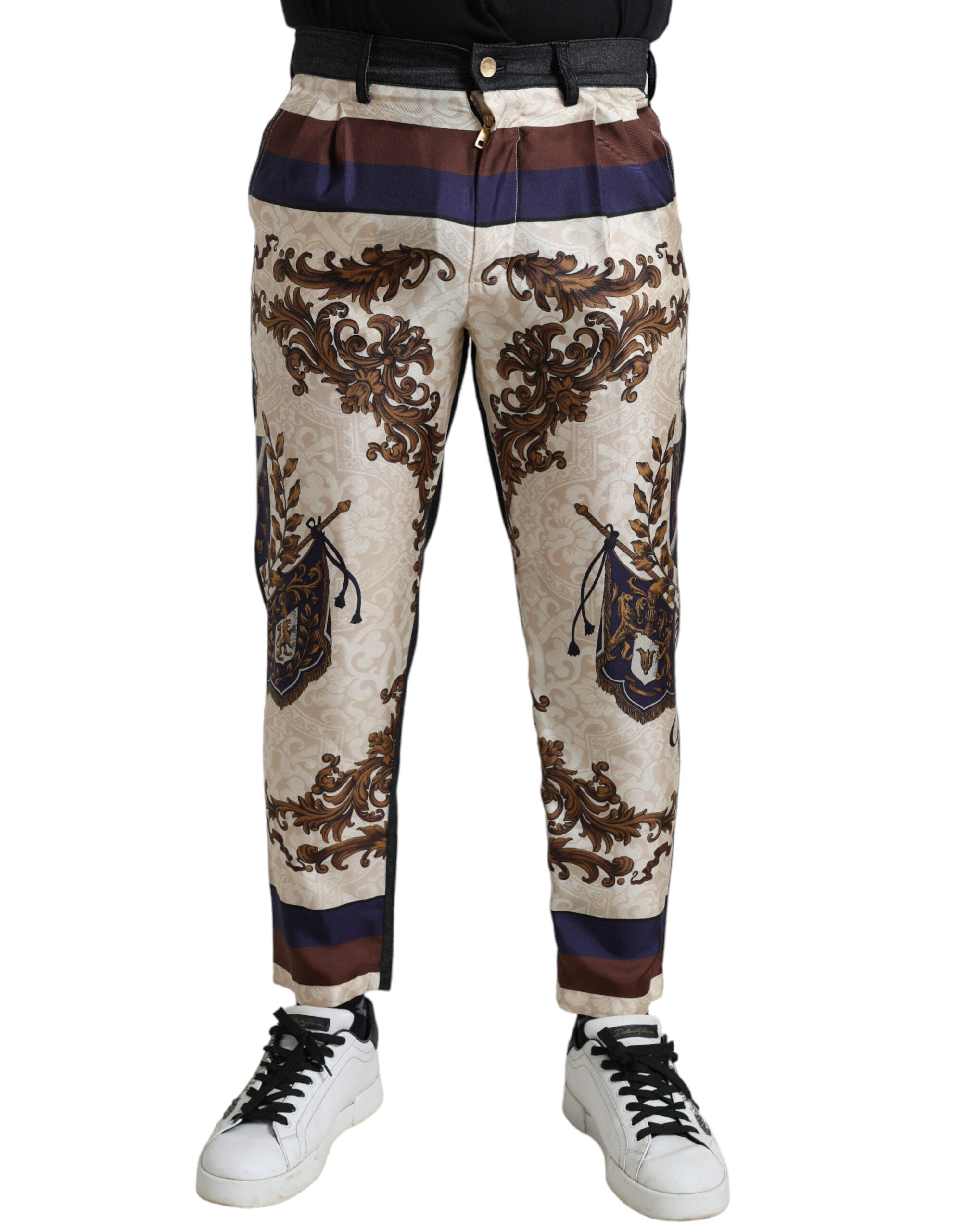 Dolce & Gabbana Multicolor Heraldic Skinny Men Pants LUNESCAPE