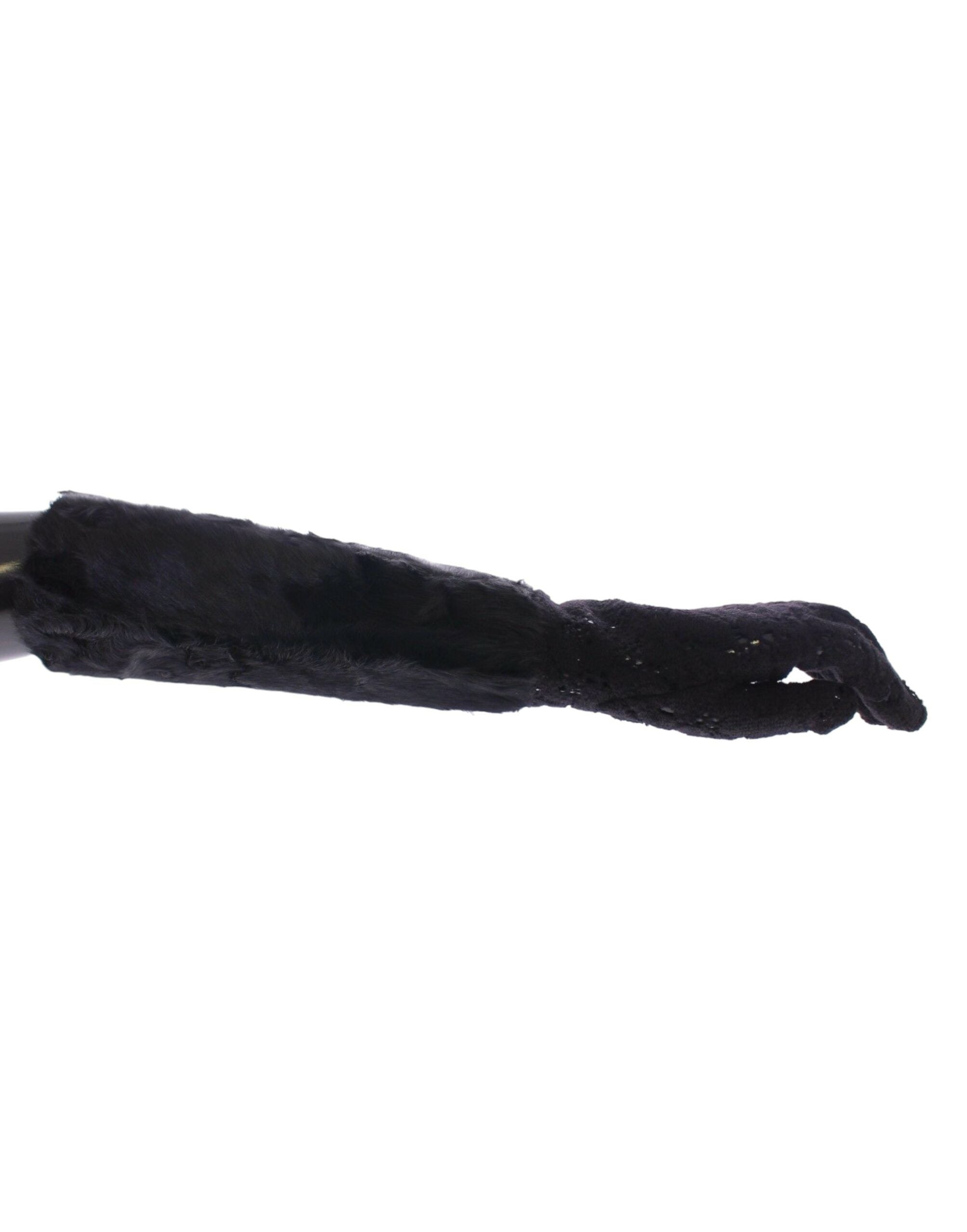 Dolce & Gabbana Black Lace Wool Lambskin Fur Elbow Gloves LUNESCAPE