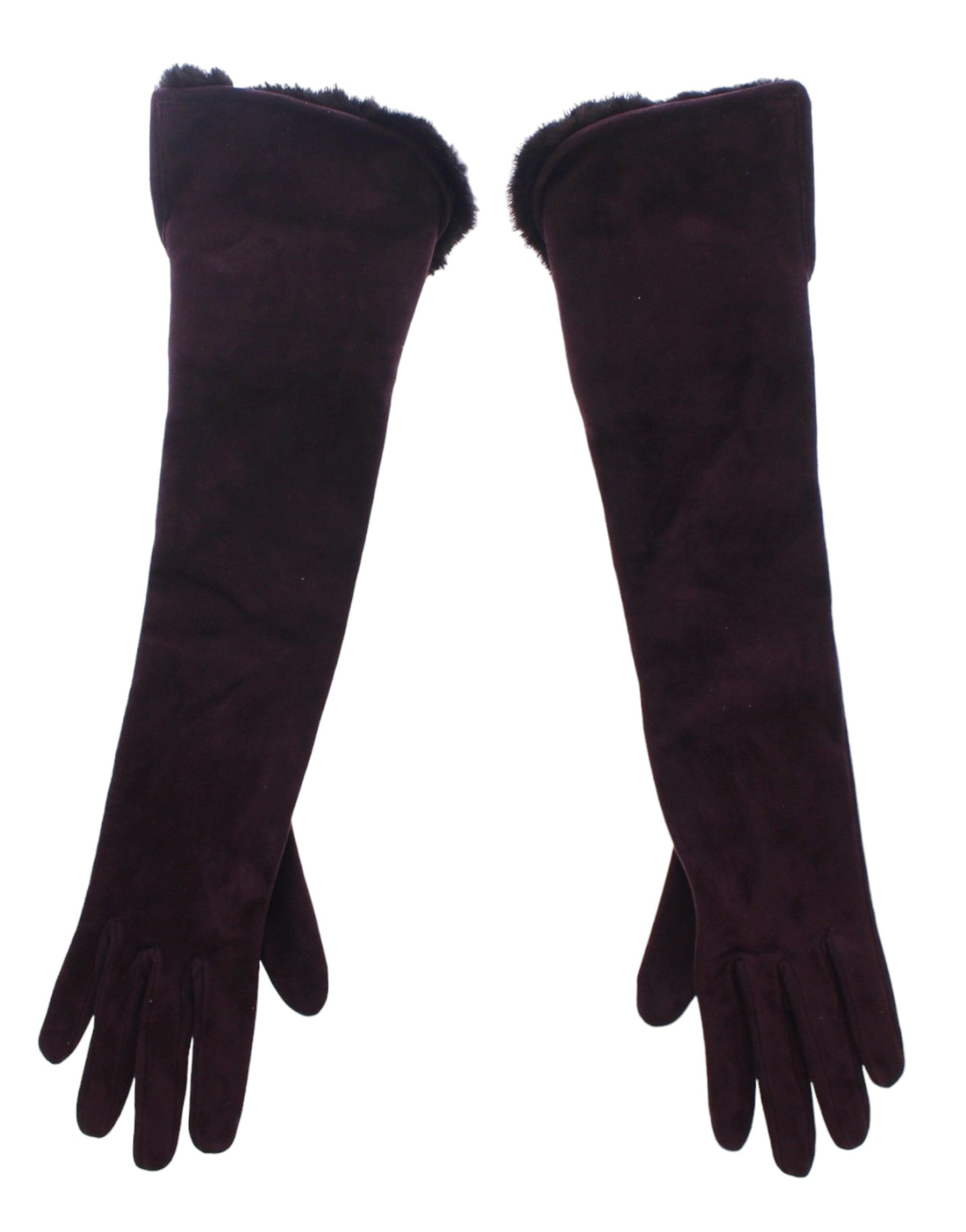 Dolce & Gabbana Purple Mink Fur Goatskin Suede Leather Gloves LUNESCAPE