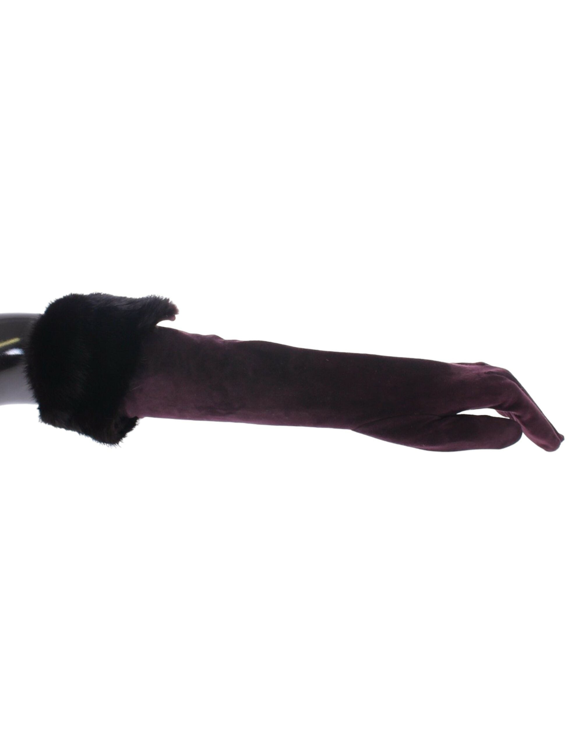 Dolce & Gabbana Purple Mink Fur Goatskin Suede Leather Gloves LUNESCAPE