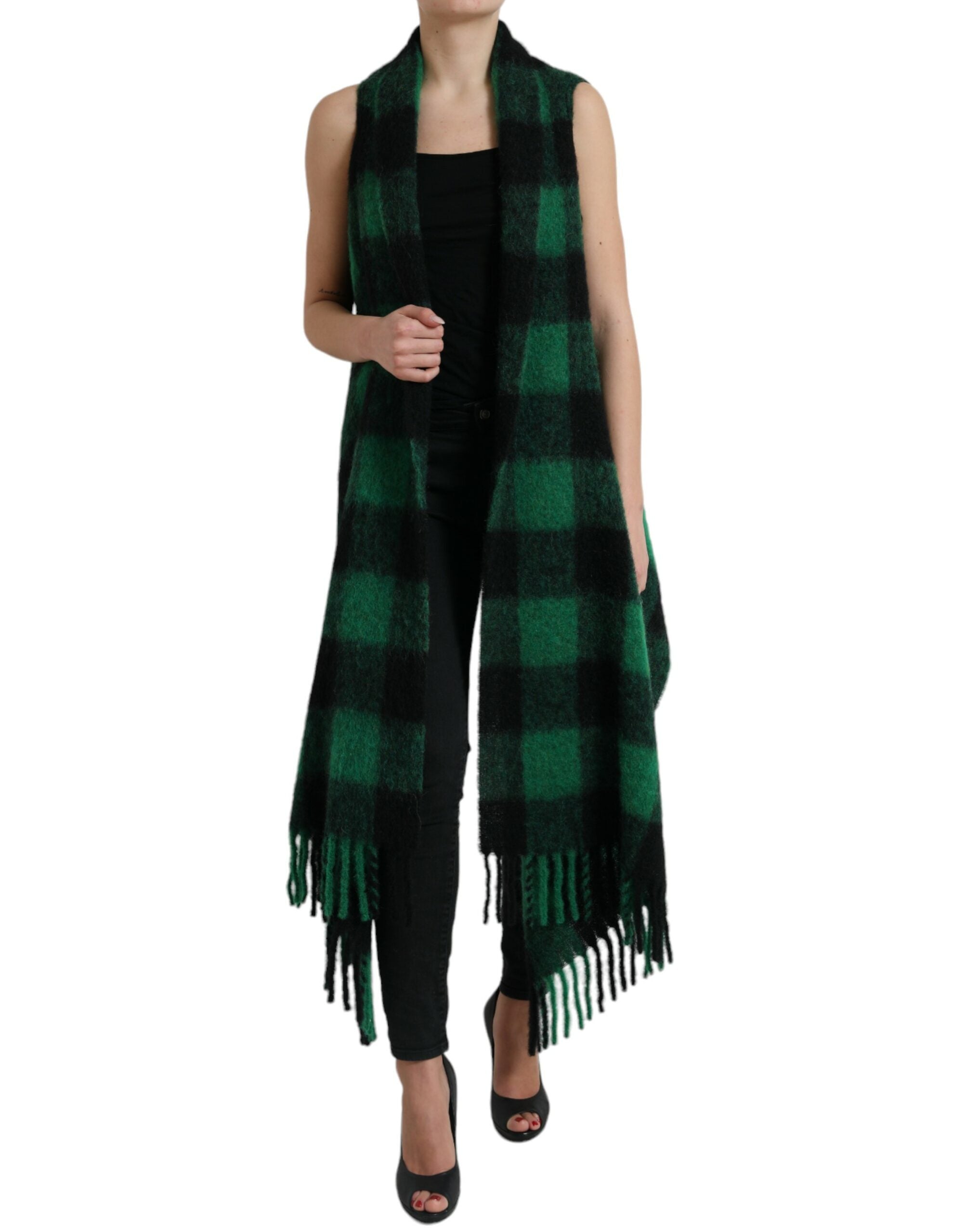 Dolce & Gabbana Elegant Checkered Poncho Jacket LUNESCAPE