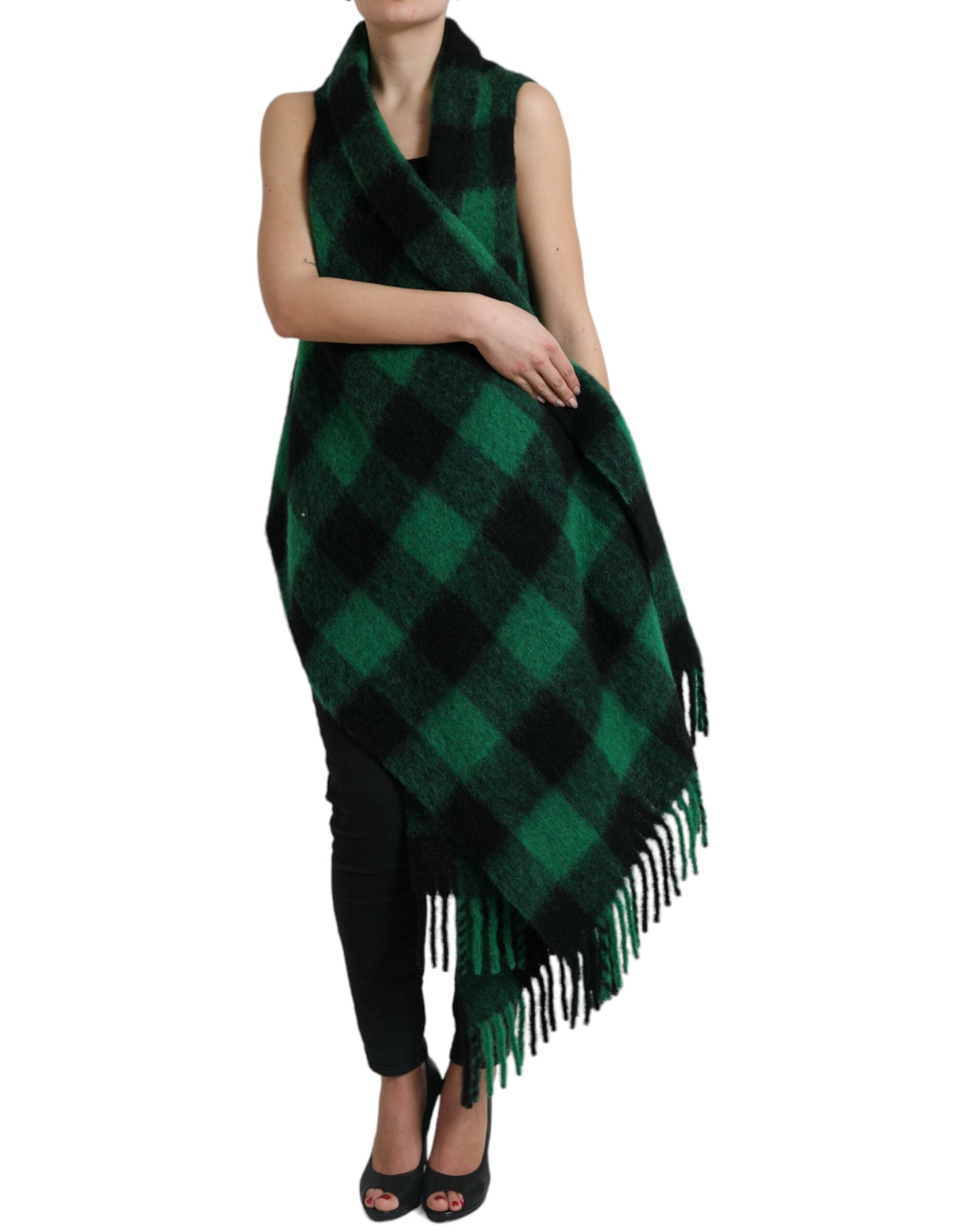 Dolce & Gabbana Elegant Checkered Poncho Jacket LUNESCAPE