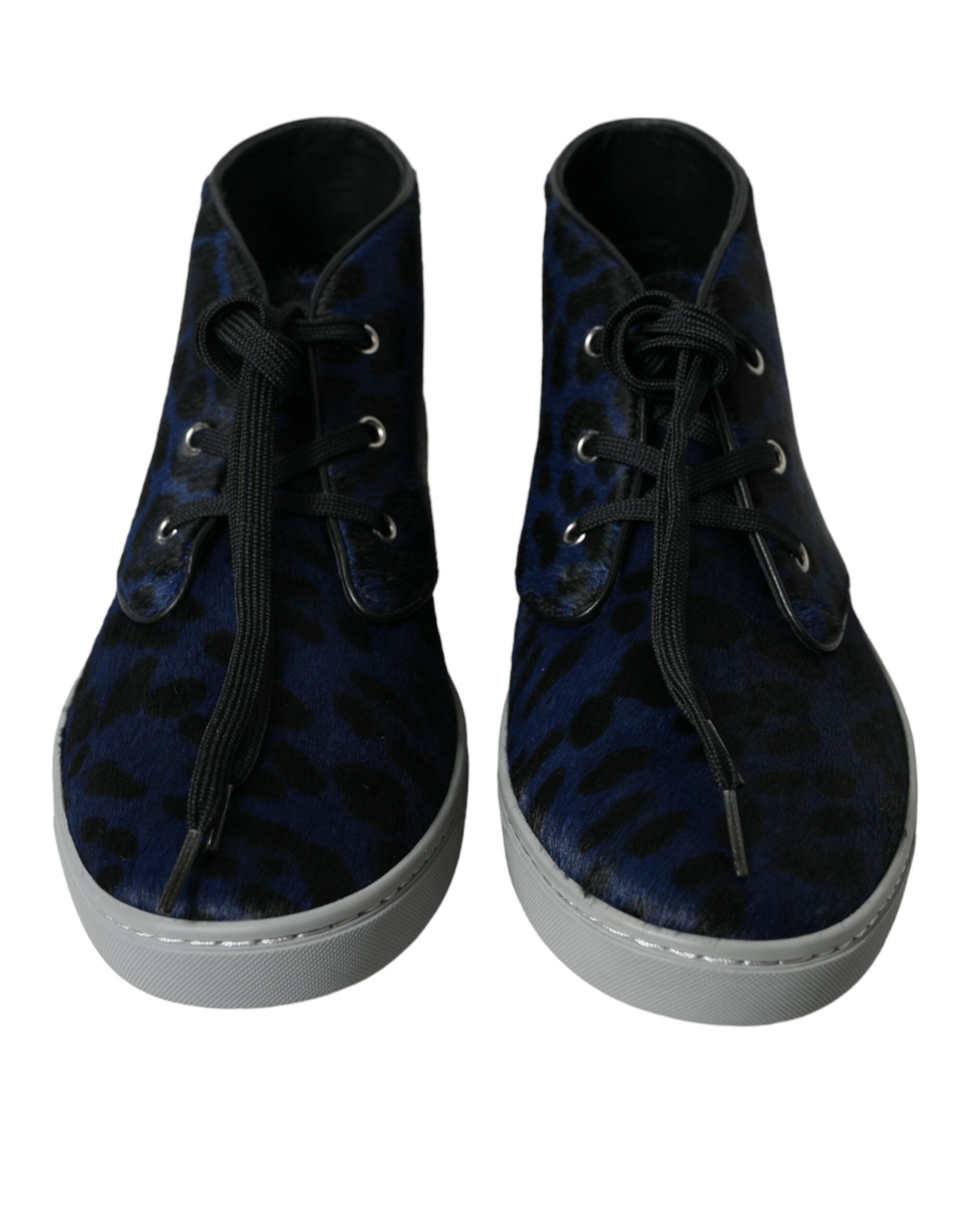 Dolce & Gabbana Chic Blue Leopard Print Mid-Top Sneakers LUNESCAPE