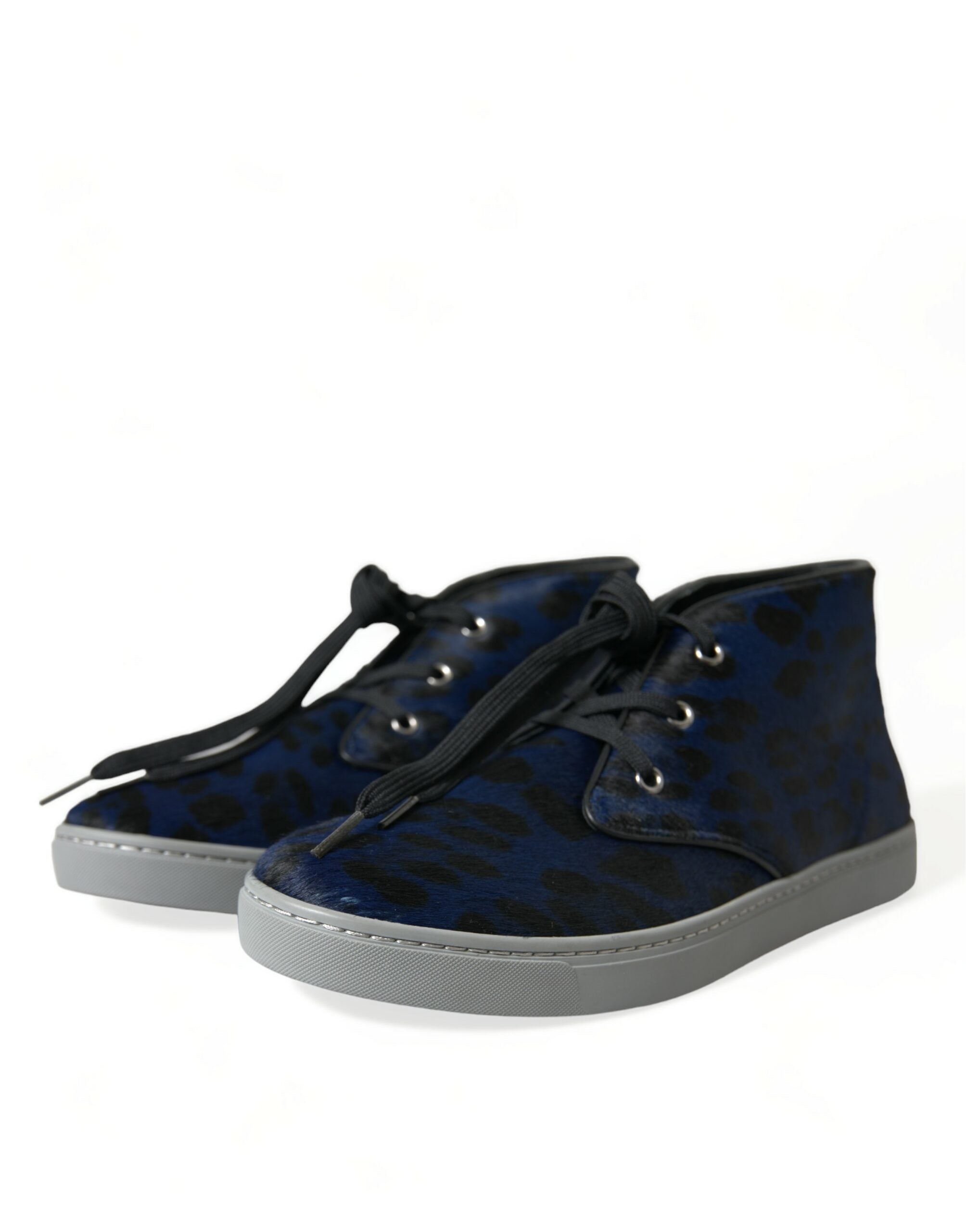 Dolce & Gabbana Chic Blue Leopard Print Mid-Top Sneakers LUNESCAPE