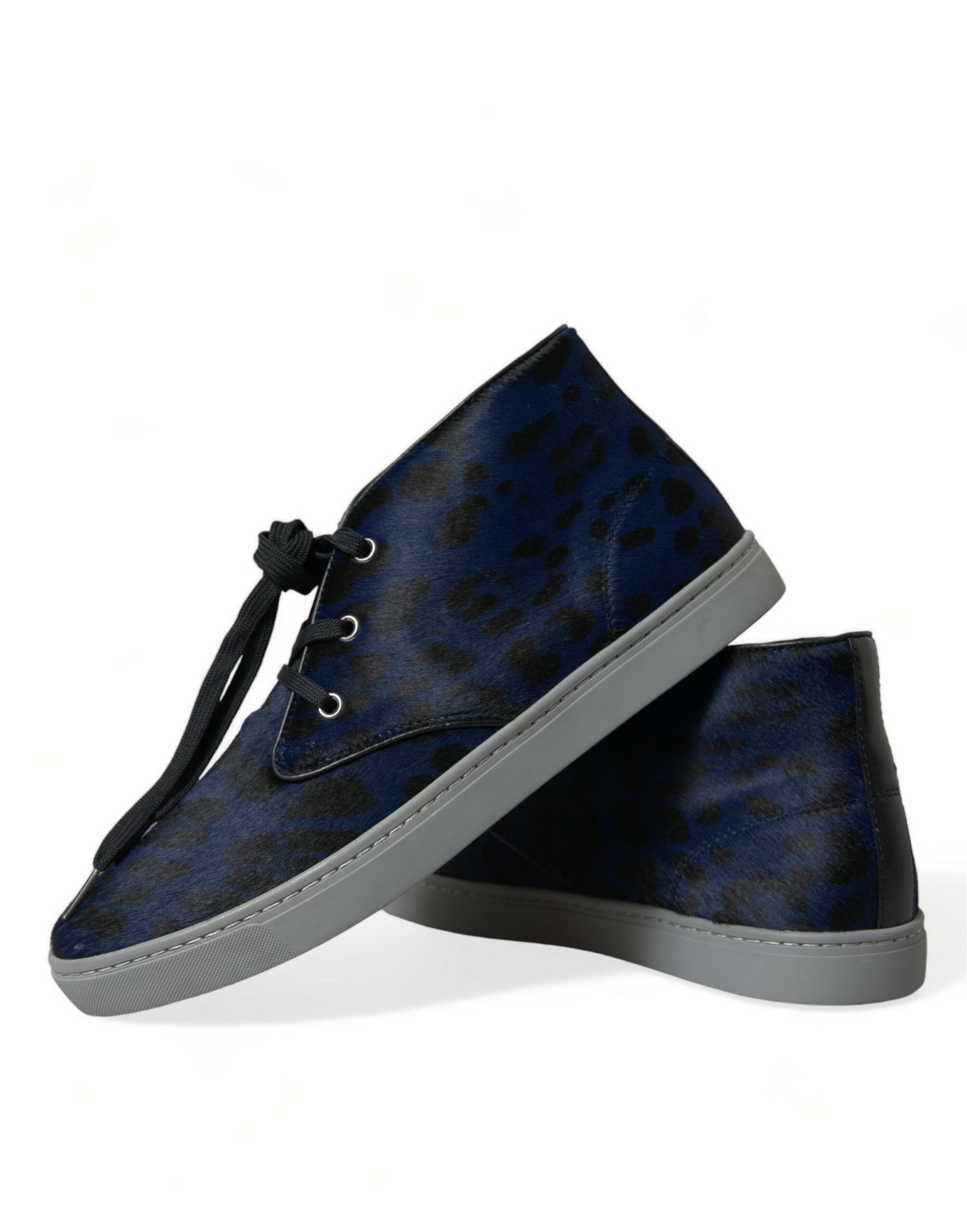 Dolce & Gabbana Chic Blue Leopard Print Mid-Top Sneakers LUNESCAPE