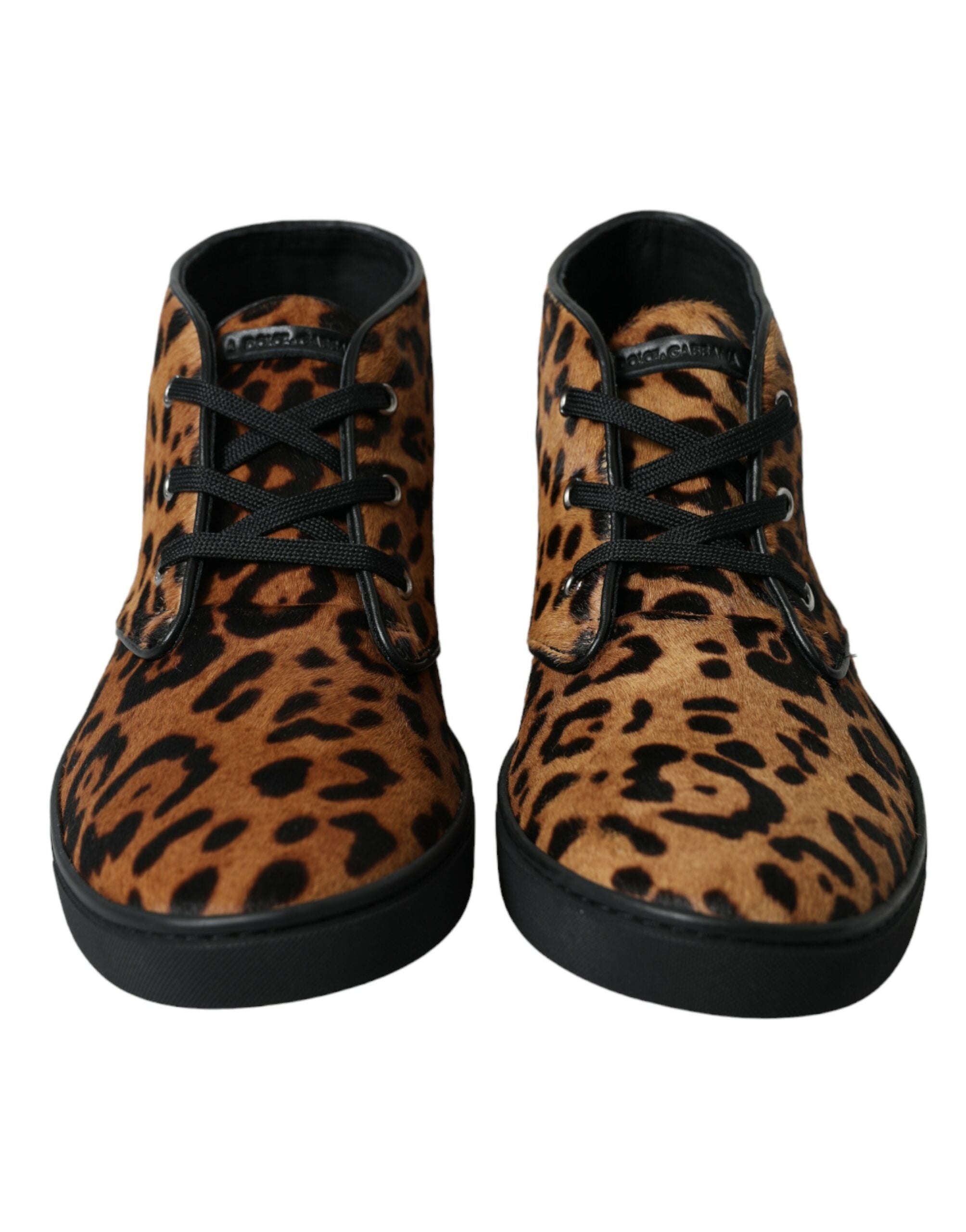 Dolce & Gabbana Brown Leopard Pony Hair Leather Sneakers Shoes LUNESCAPE