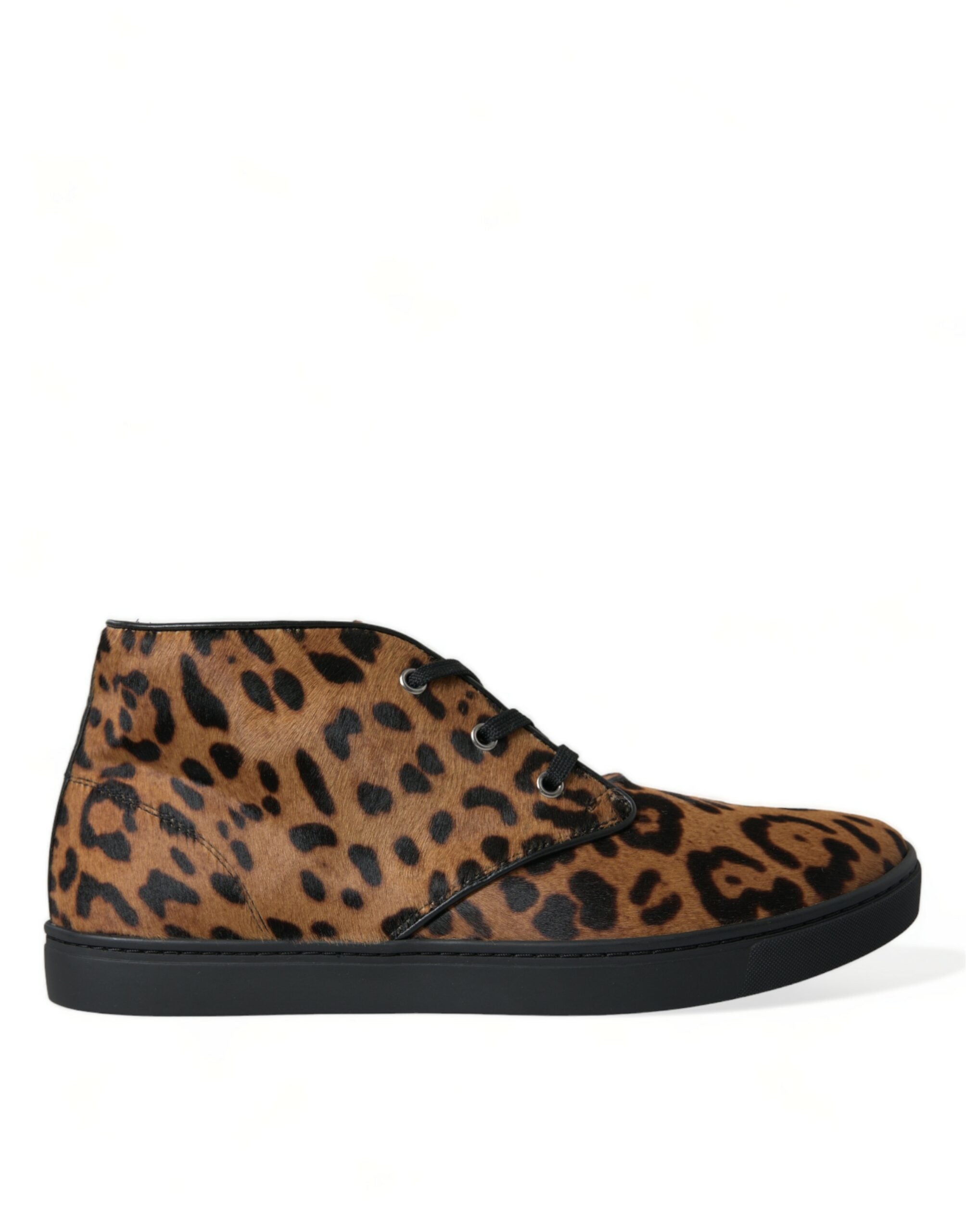 Dolce & Gabbana Brown Leopard Pony Hair Leather Sneakers Shoes LUNESCAPE