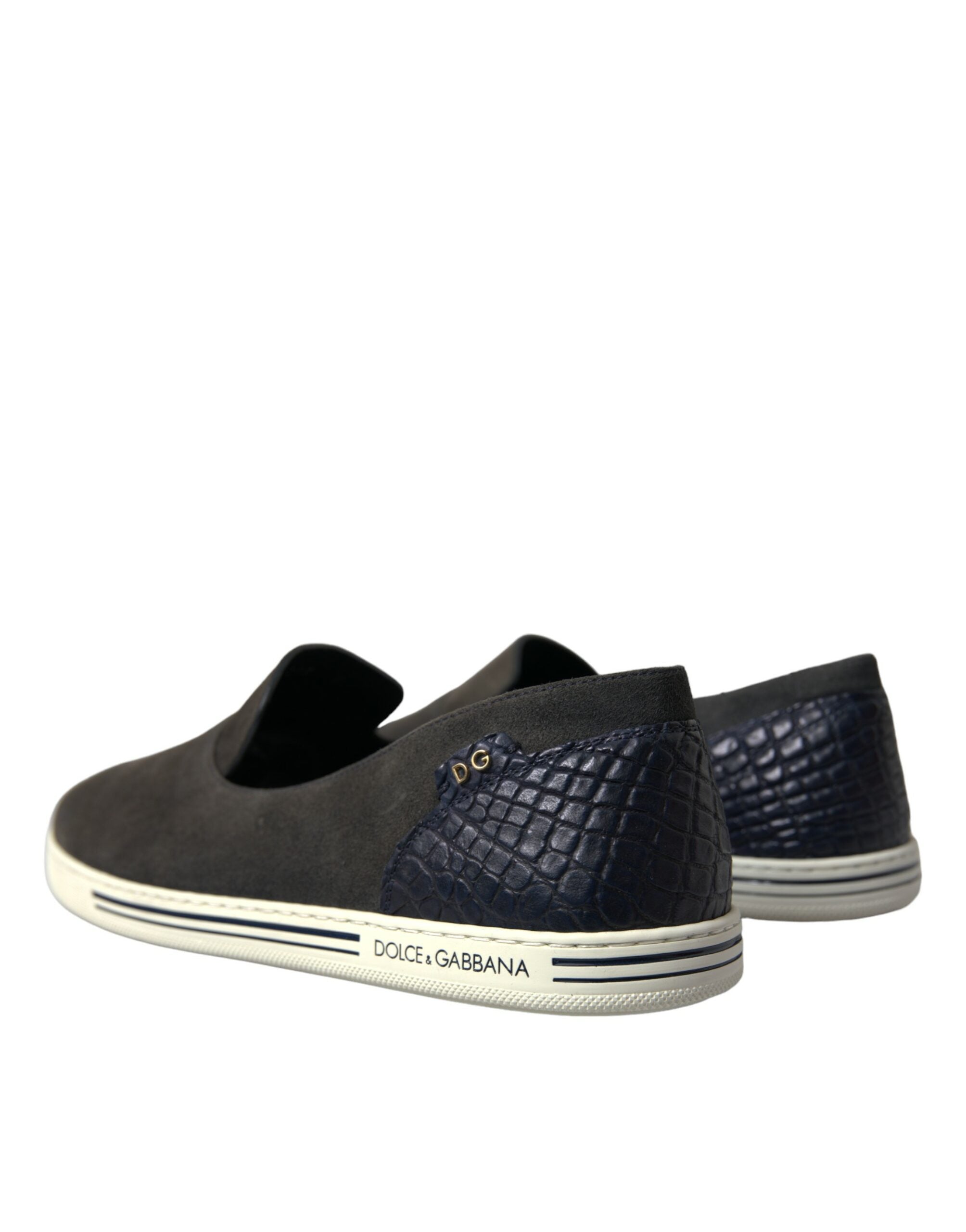 Dolce & Gabbana Blue Suede Caiman Men Loafers Slippers Shoes LUNESCAPE