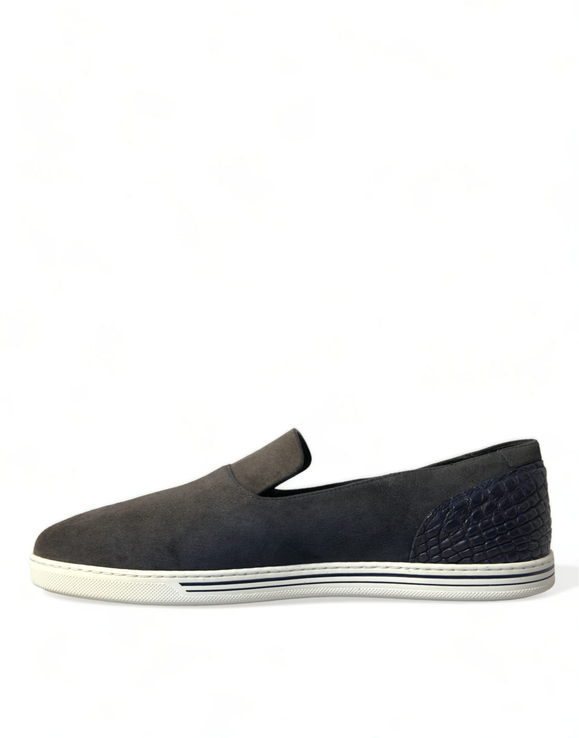 Dolce & Gabbana Blue Suede Caiman Men Loafers Slippers Shoes LUNESCAPE