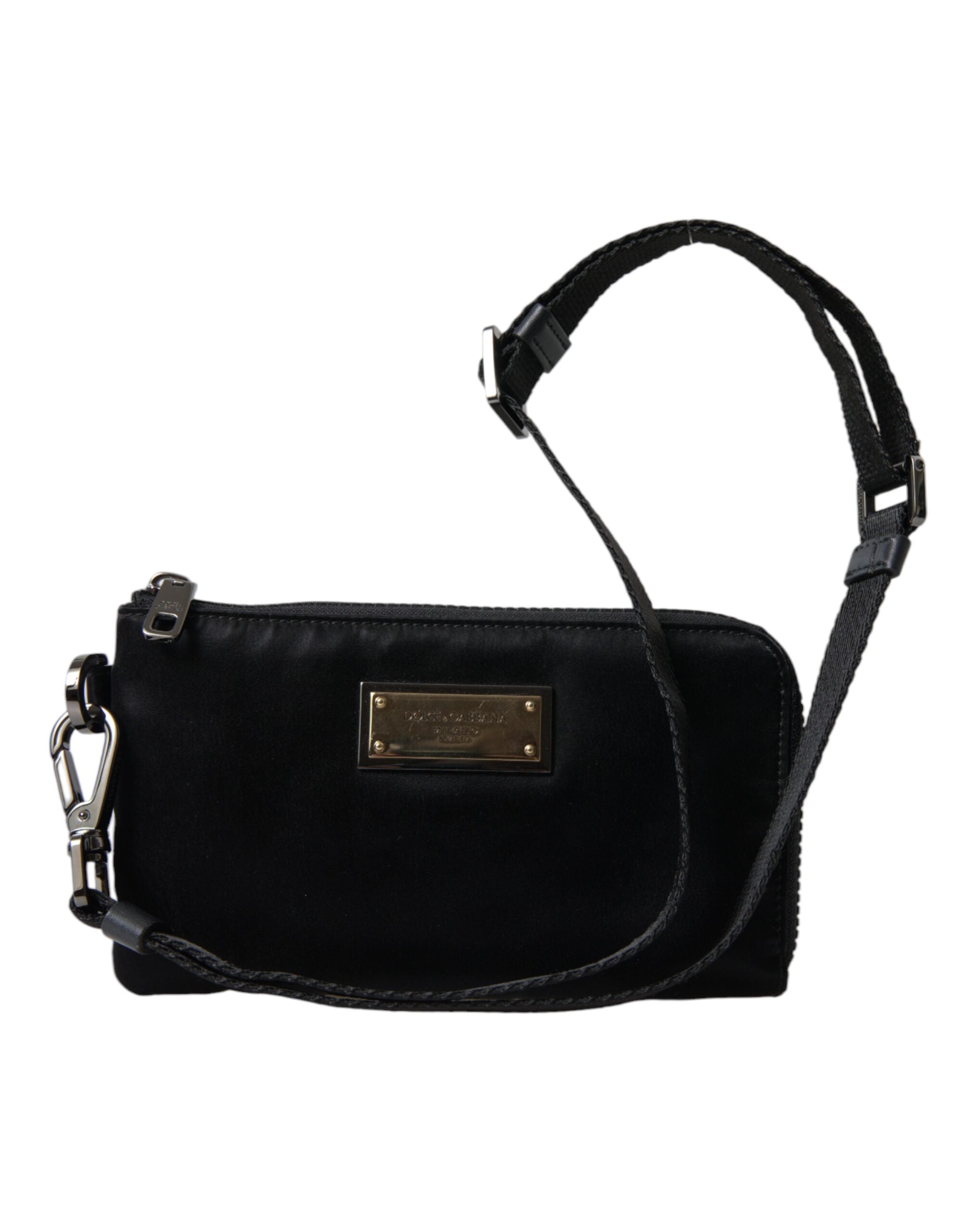 Dolce & Gabbana Elegant Black Nylon & Leather Pouch LUNESCAPE