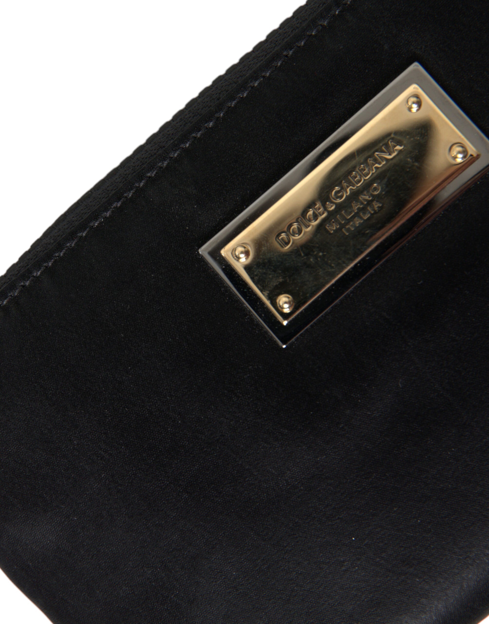 Dolce & Gabbana Elegant Black Nylon & Leather Pouch LUNESCAPE