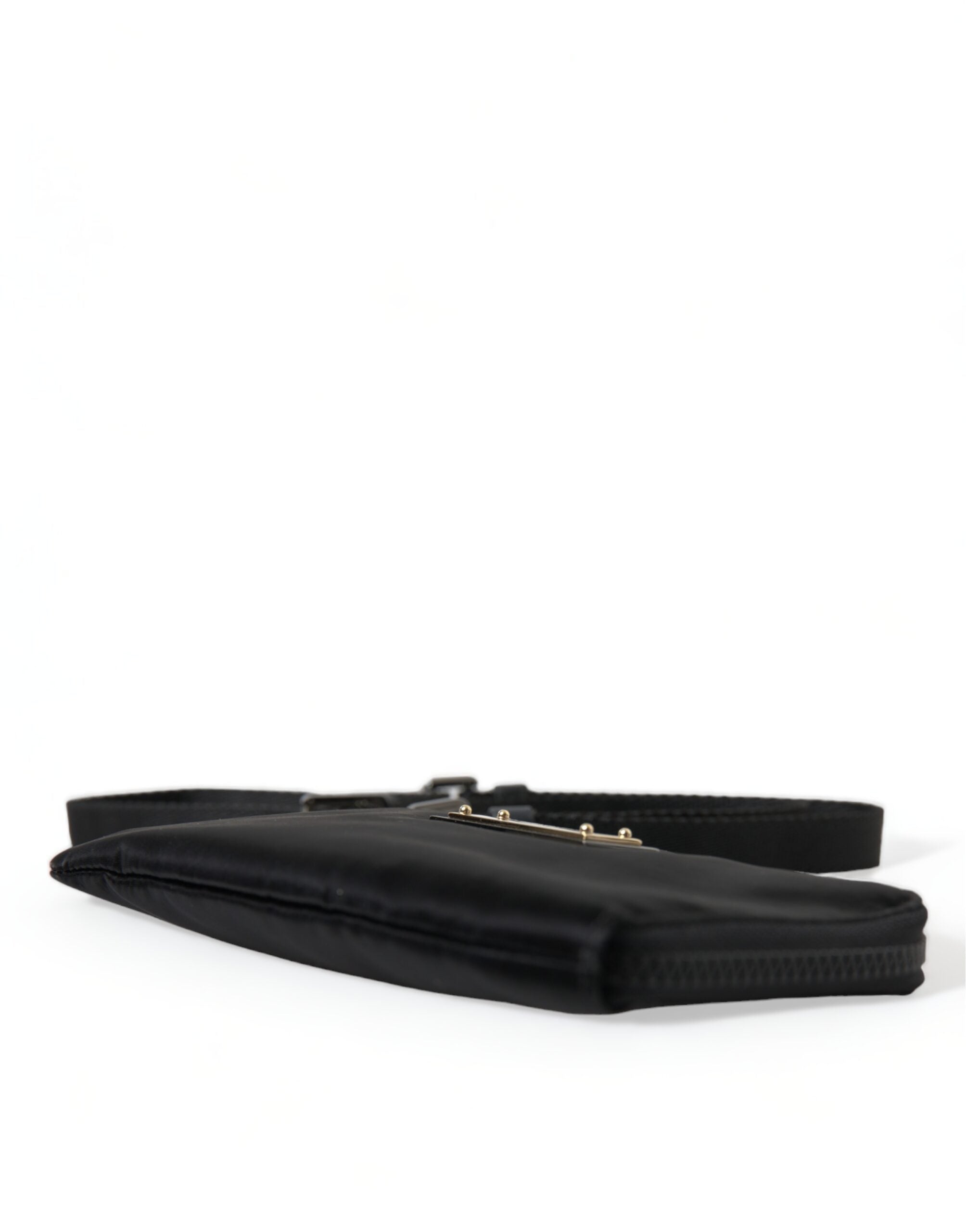 Dolce & Gabbana Elegant Black Nylon & Leather Pouch LUNESCAPE
