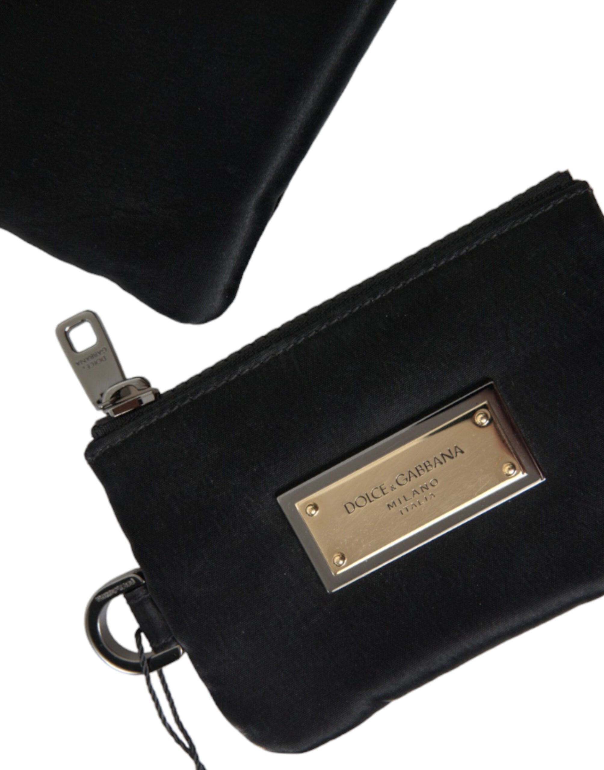 Dolce & Gabbana Elegant Black Nylon & Leather Pouch LUNESCAPE