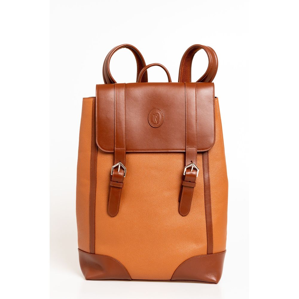 Trussardi Brown Leather Men Backpack LUNESCAPE