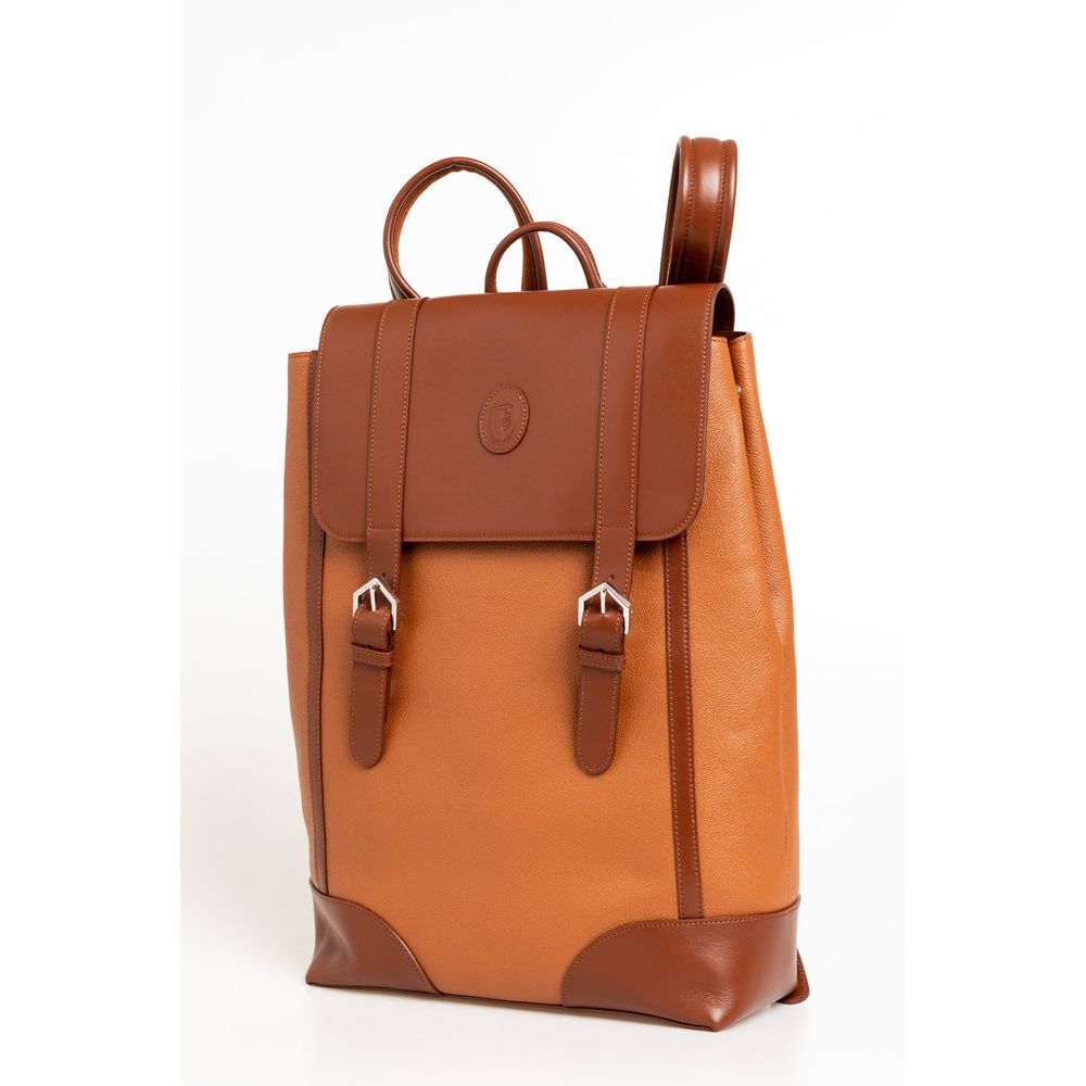 Trussardi Brown Leather Men Backpack LUNESCAPE