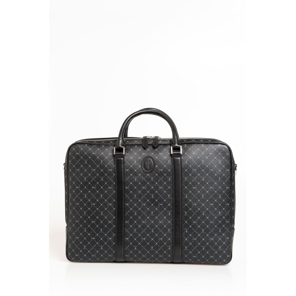 Trussardi Black Leather Men Briefcase LUNESCAPE