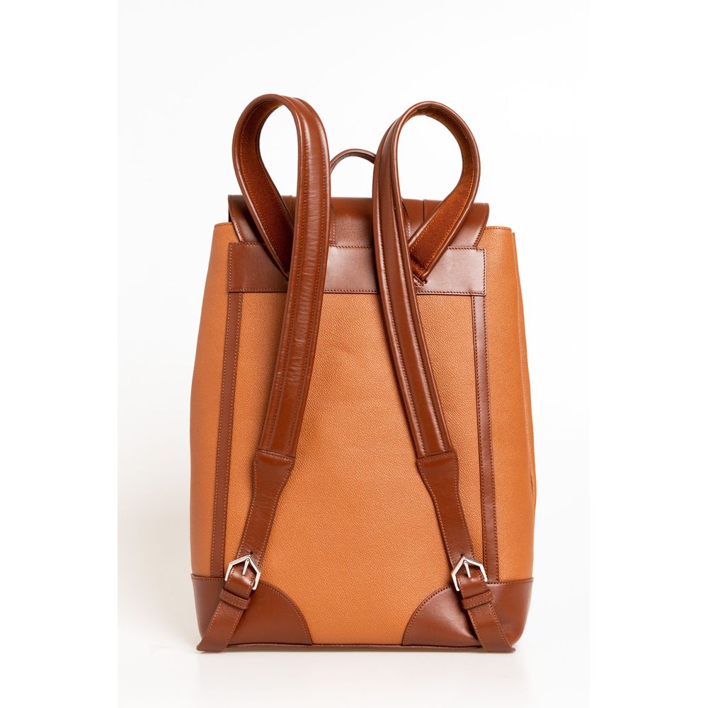 Trussardi Brown Leather Men Backpack LUNESCAPE