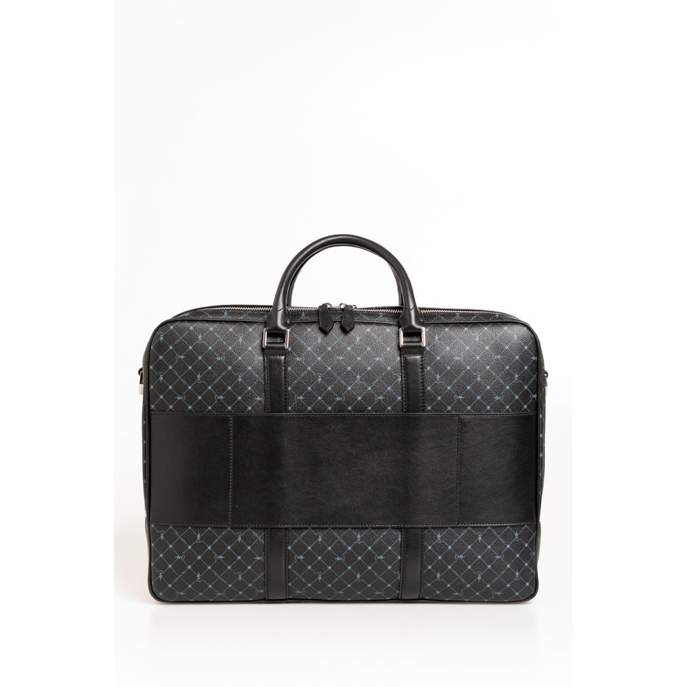 Trussardi Black Leather Men Briefcase LUNESCAPE