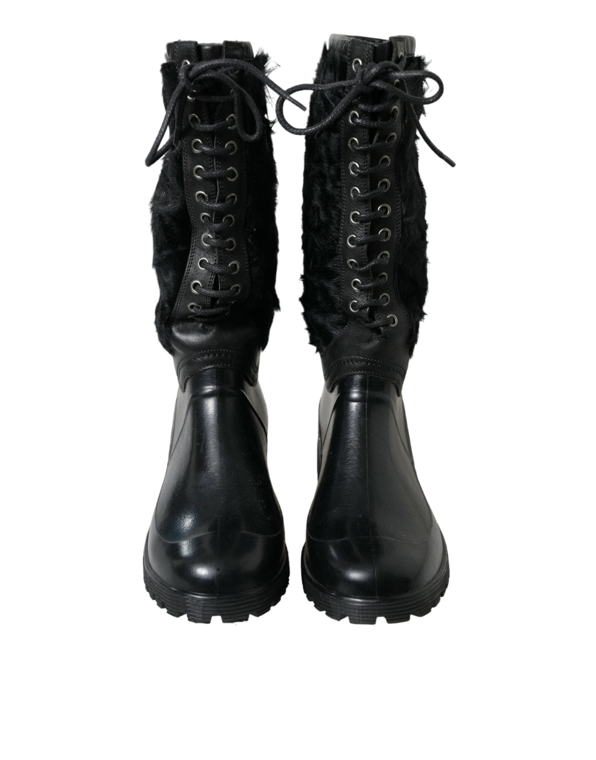 Dolce & Gabbana Sleek Black Shearling Mid Calf Boots LUNESCAPE